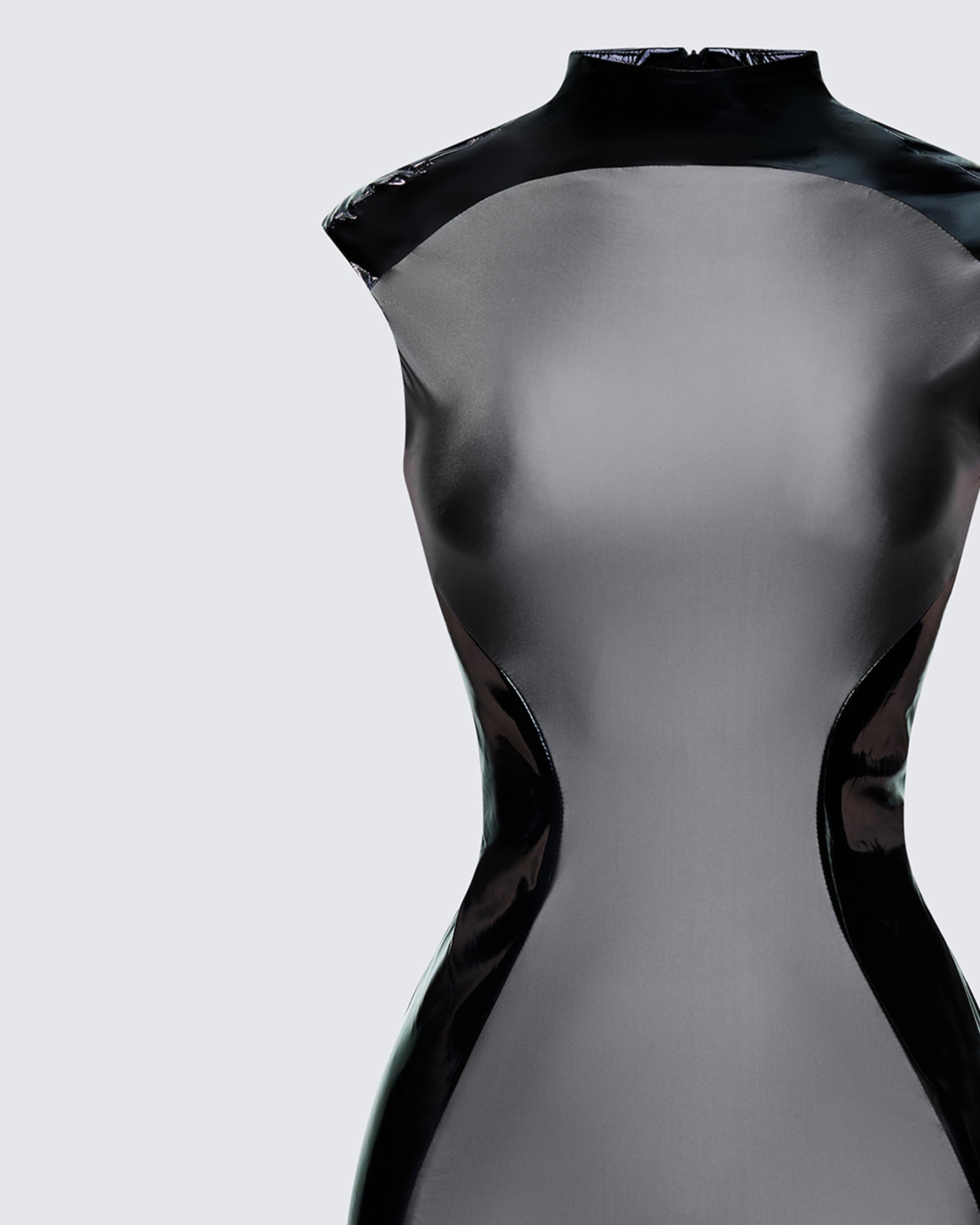 Finesse Marea Black Vinyl Contour Dress