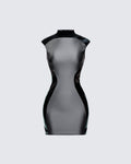 Finesse Marea Black Vinyl Contour Dress