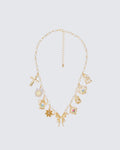 Finesse Kathleen Gold Multi Charm Pearl Necklace