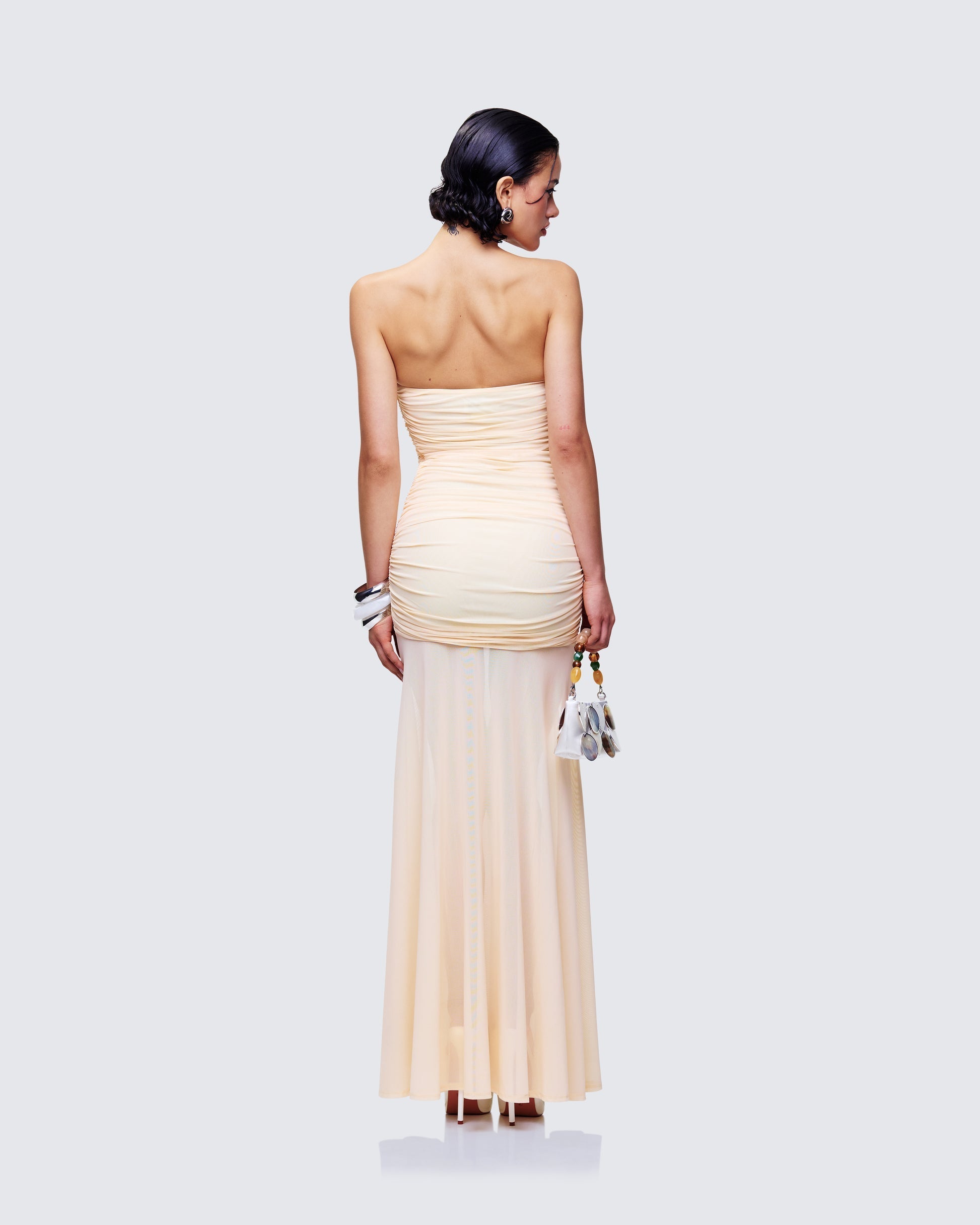 Finesse Zea Ruched Mesh Maxi Dress
