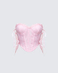 Cinday Pink Sequin Side Tie Corset