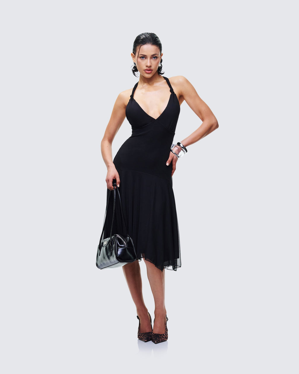Finesse Siris Black Mesh Maxi Dress