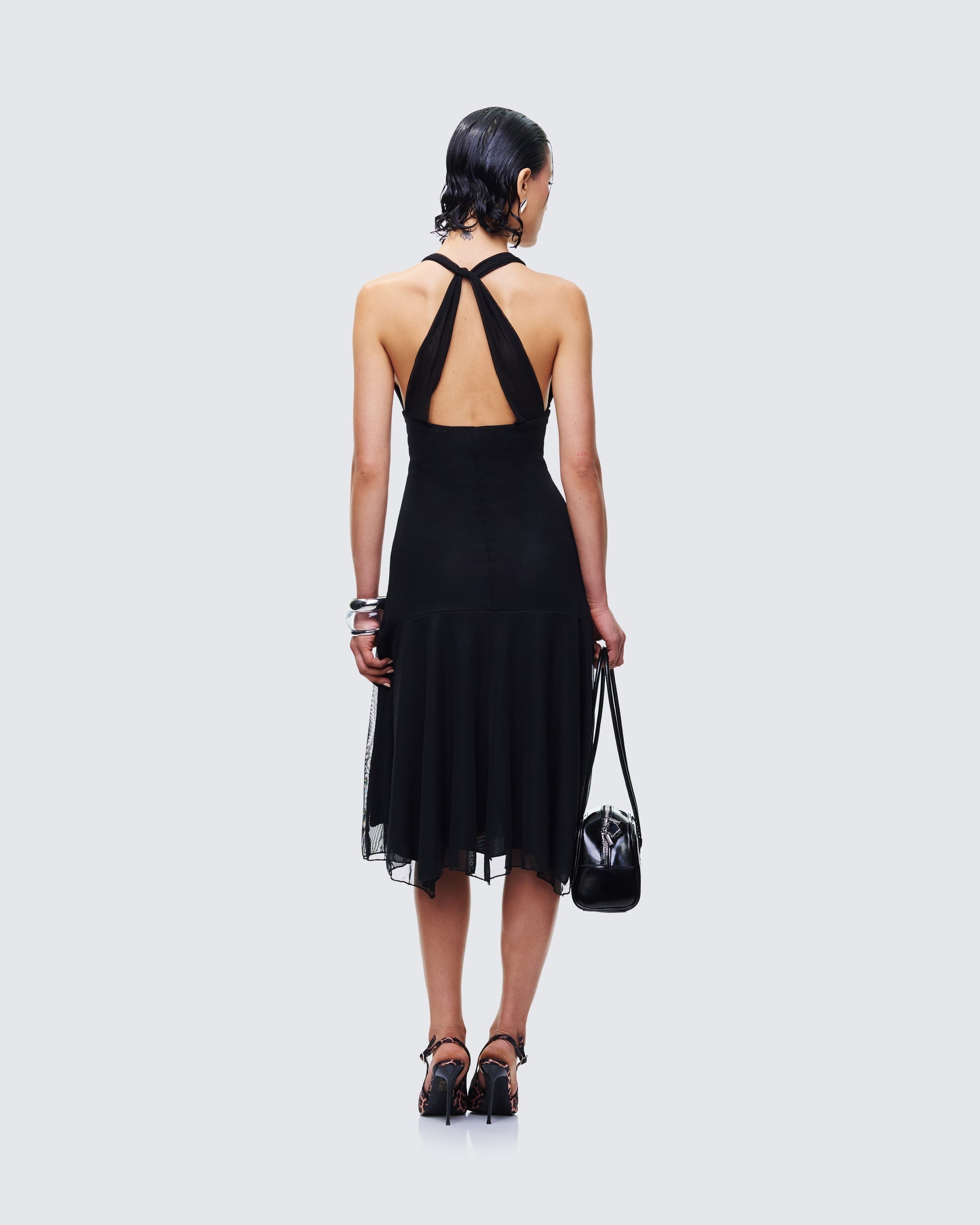 Finesse Siris Black Mesh Maxi Dress