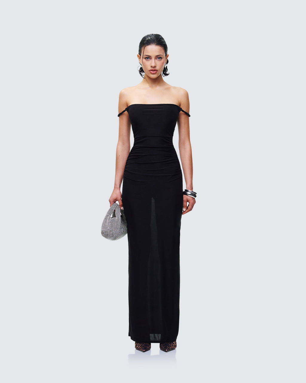 Finesse Elaris Black Twist Strap Maxi Dress