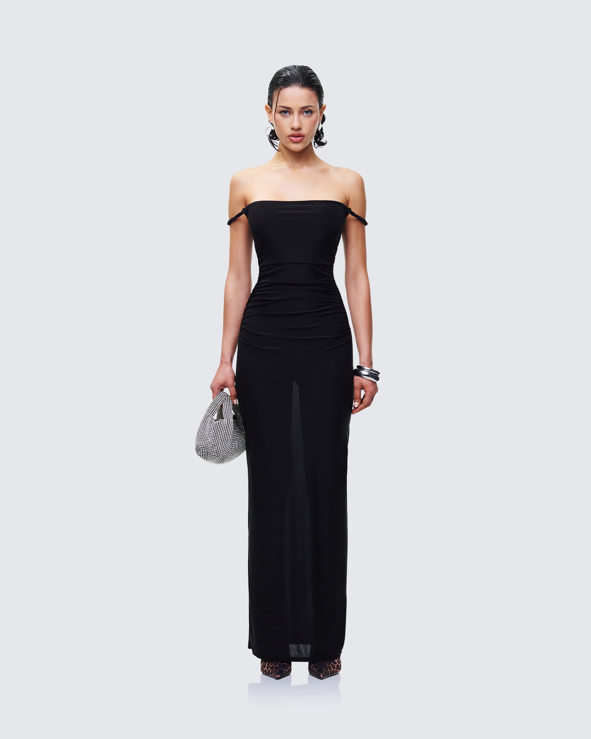 Finesse Elaris Black Twist Strap Maxi Dress