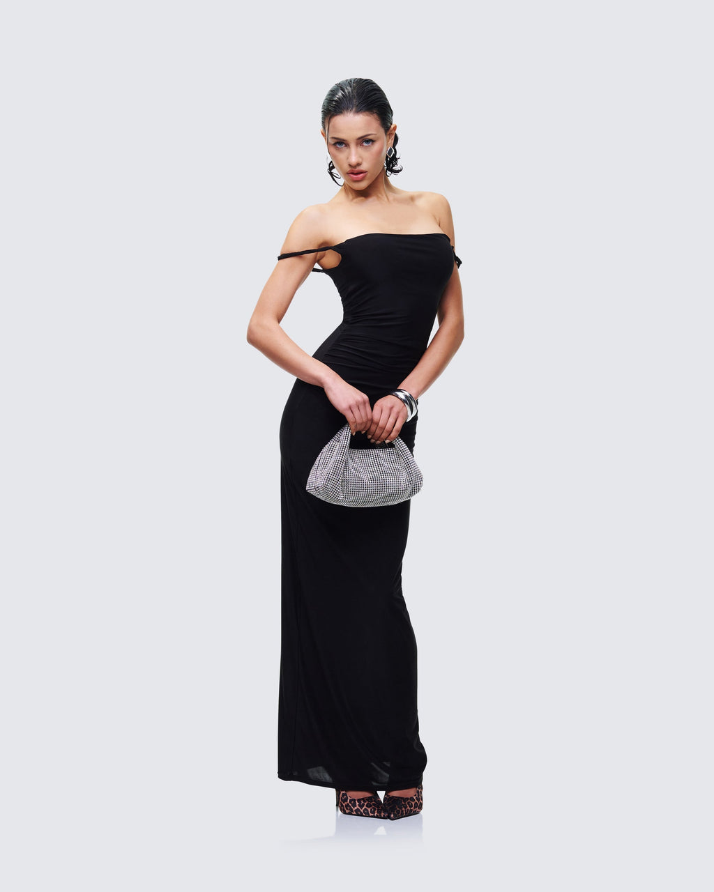 Finesse Elaris Black Twist Strap Maxi Dress