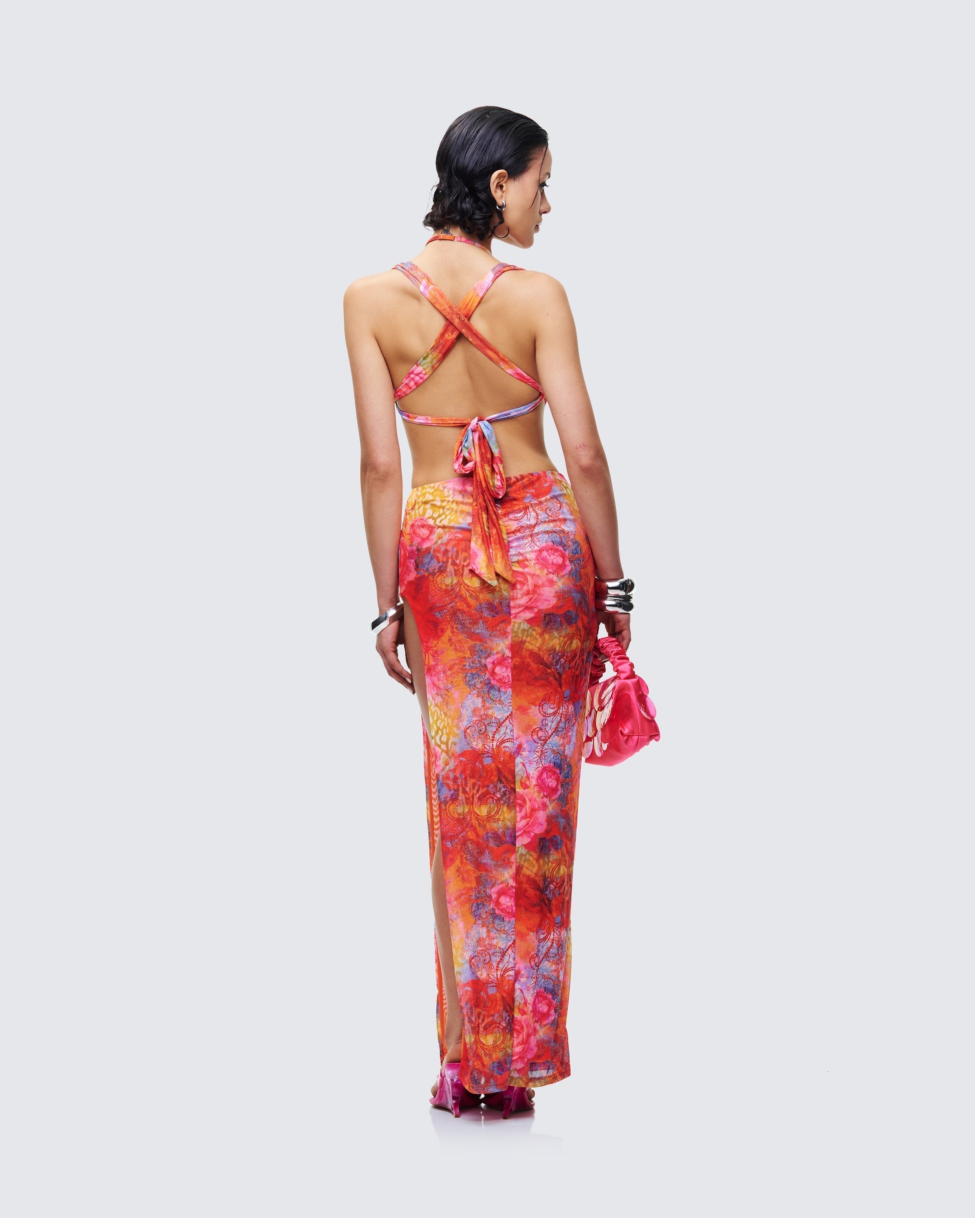 Finesse Aviella Multi Cowl Neck Maxi Dress