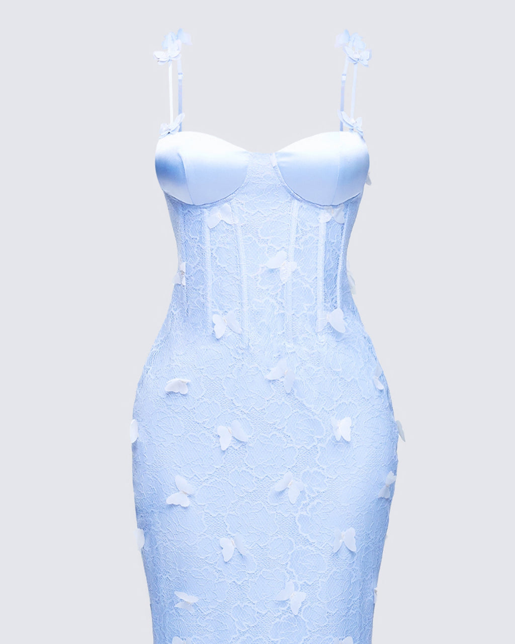 Alma Blue Butterfly Lace Maxi Dress