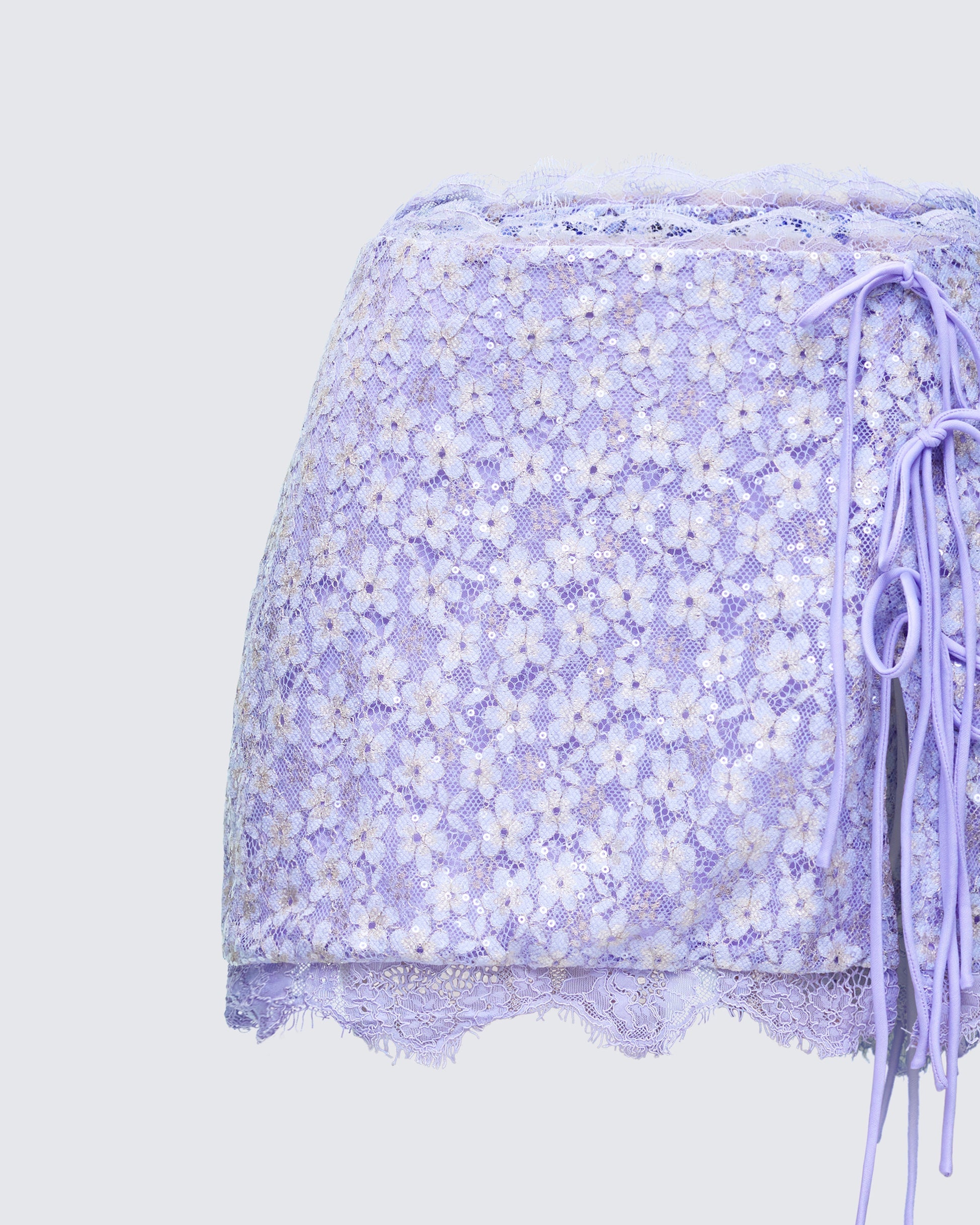 Finesse Lucille Sequin Tie Mini Skirt
