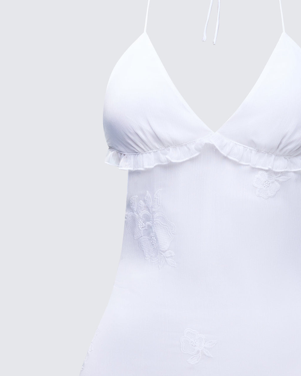 Finesse Navi Ivory Embroidered Open Back Mini Dress