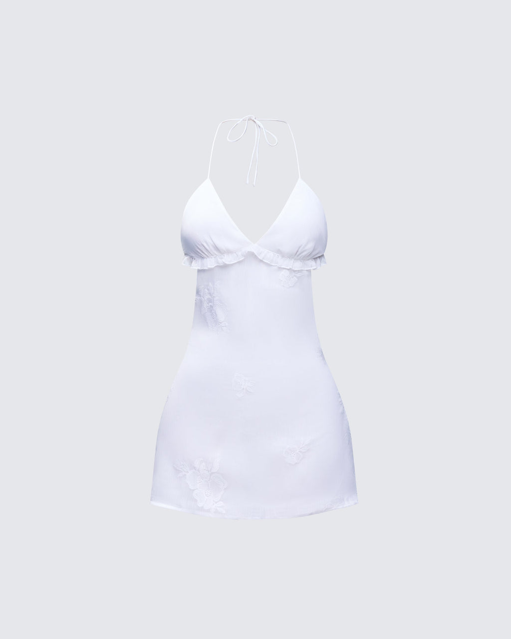 Finesse Navi Ivory Embroidered Open Back Mini Dress