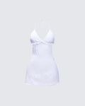 Finesse Navi Ivory Embroidered Open Back Mini Dress