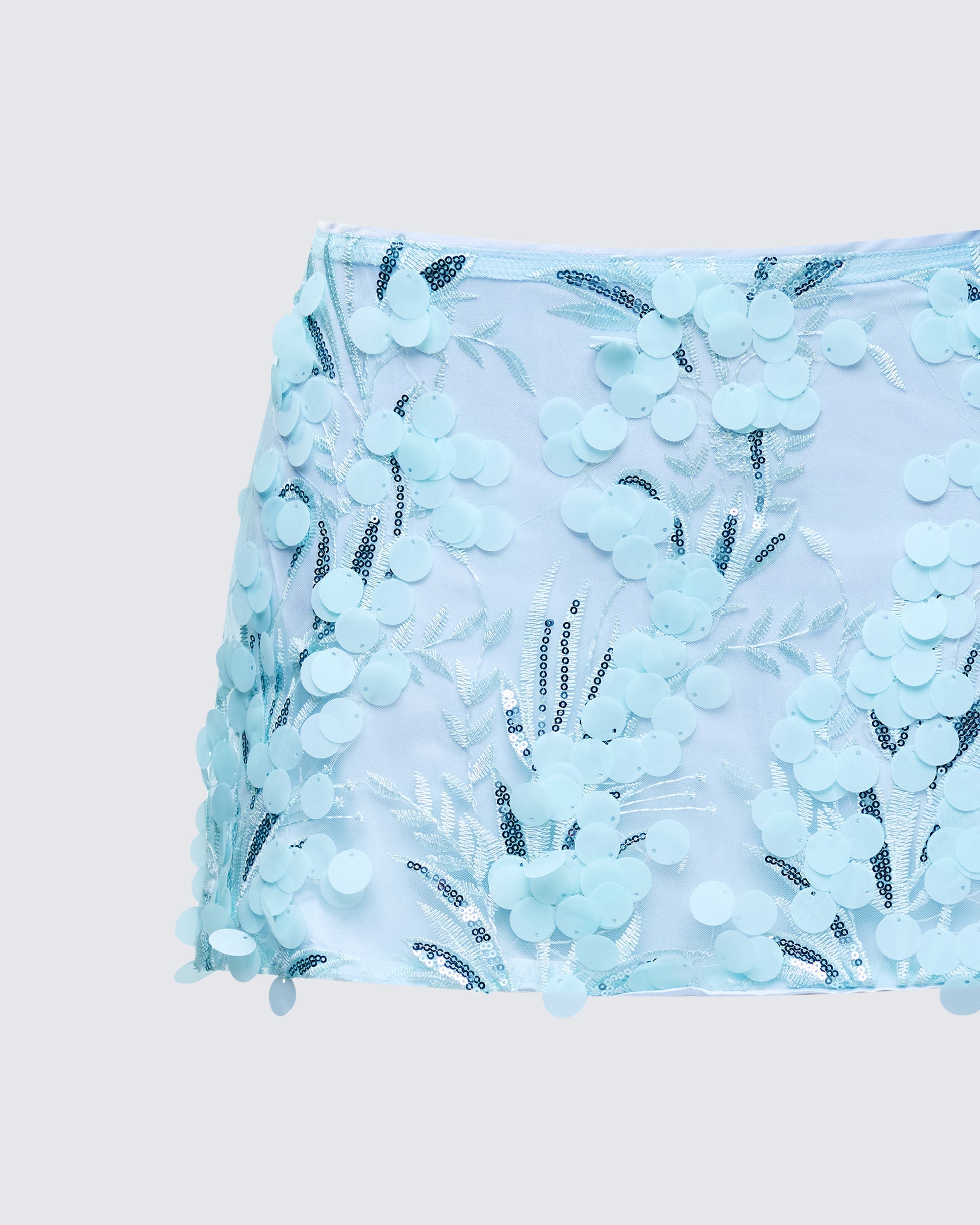 Finesse Rosalind Green Embellished Mini Skirt