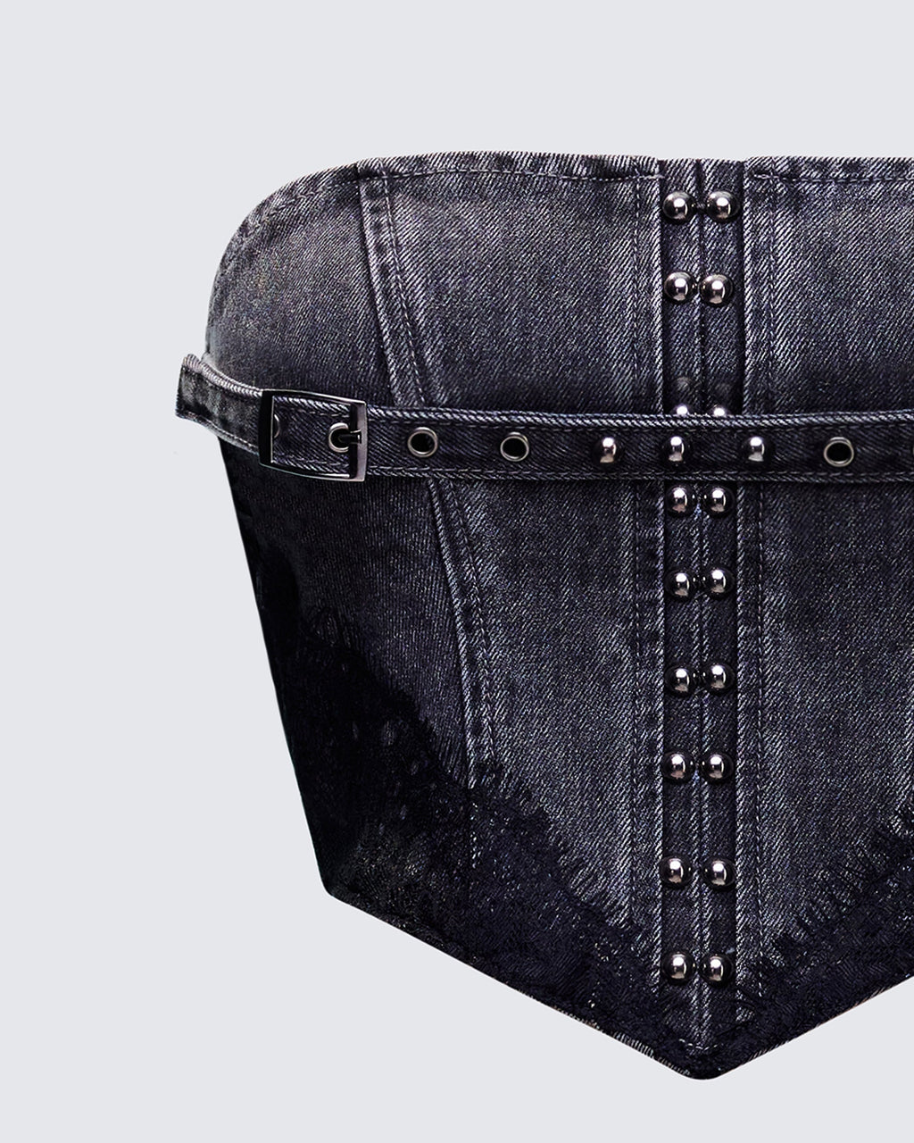 Finesse Titan Black Denim Corset Top