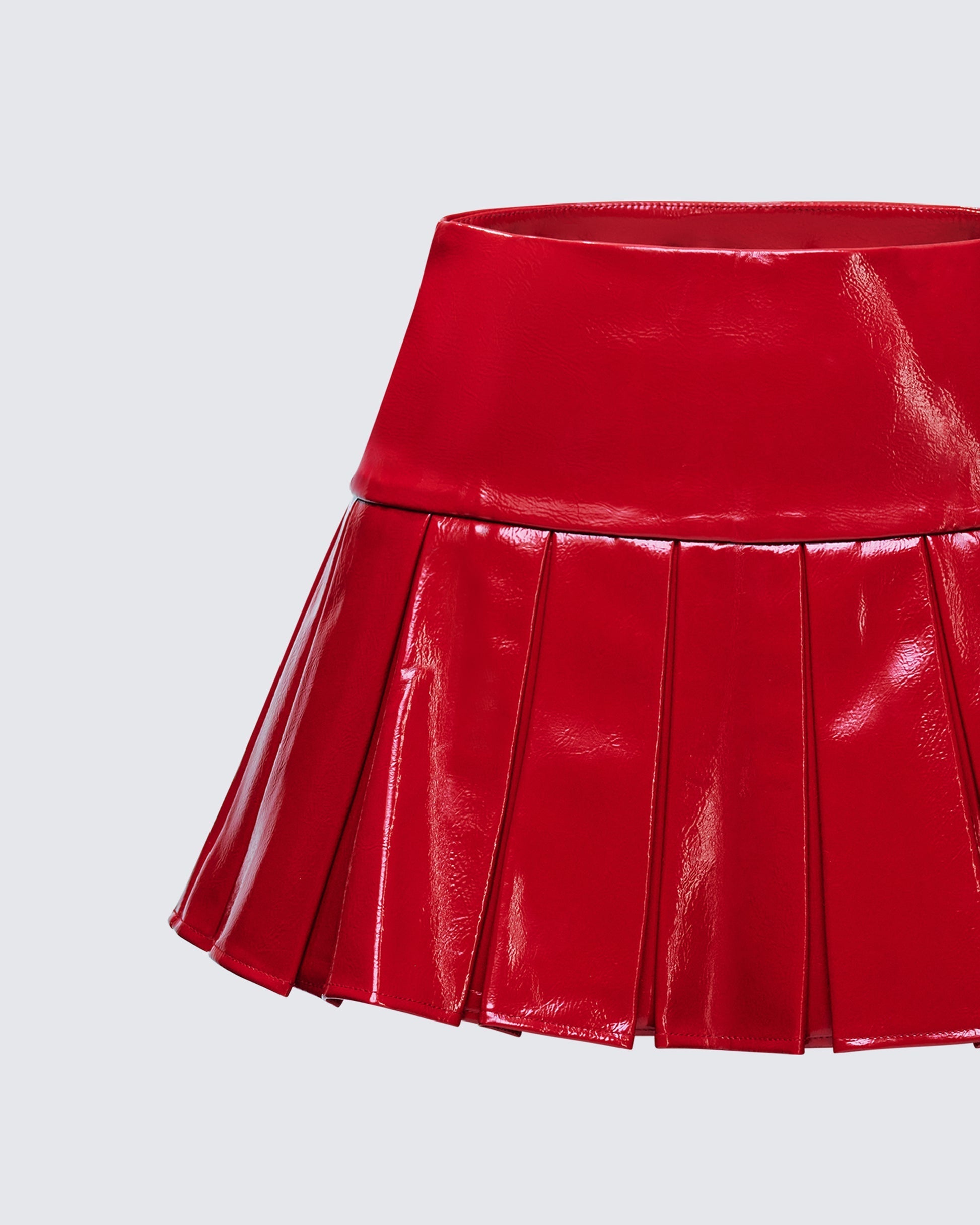 Finesse Zaynah Red Vinyl Pleated Mini Skirt
