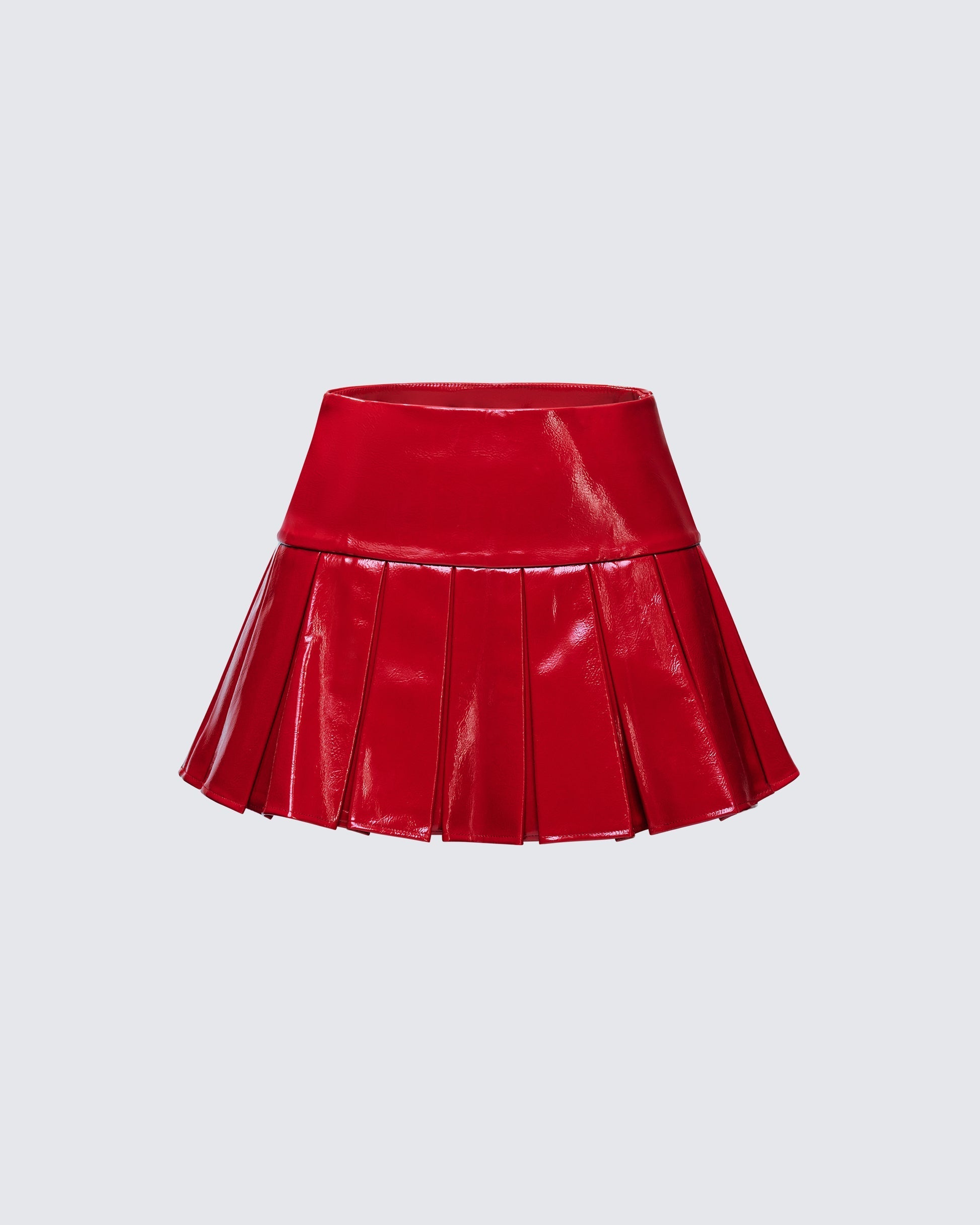 Finesse Zaynah Red Vinyl Pleated Mini Skirt