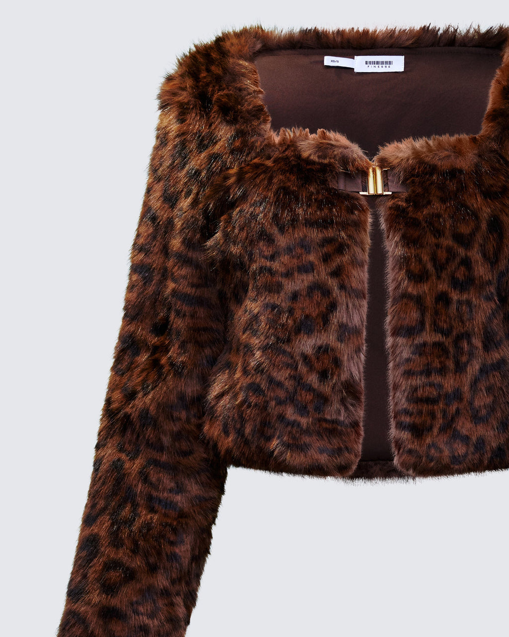Finesse Isola Brown Faux Fur Cropped Jacket