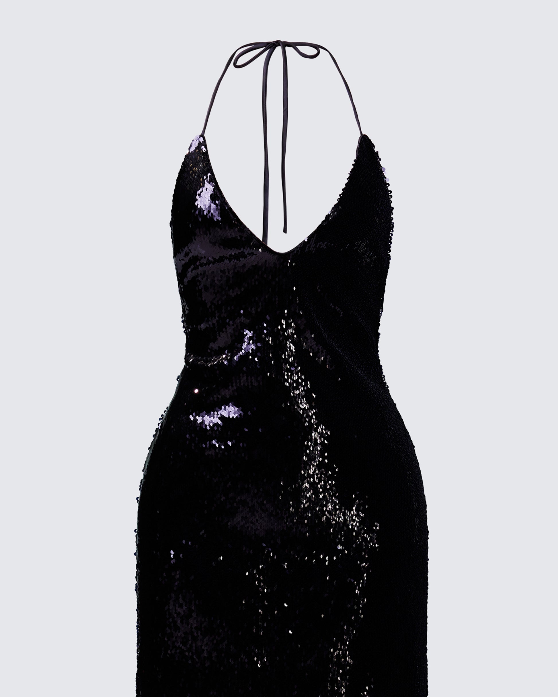 Finesse Khadija Black Sequin Pencil Midi Dress