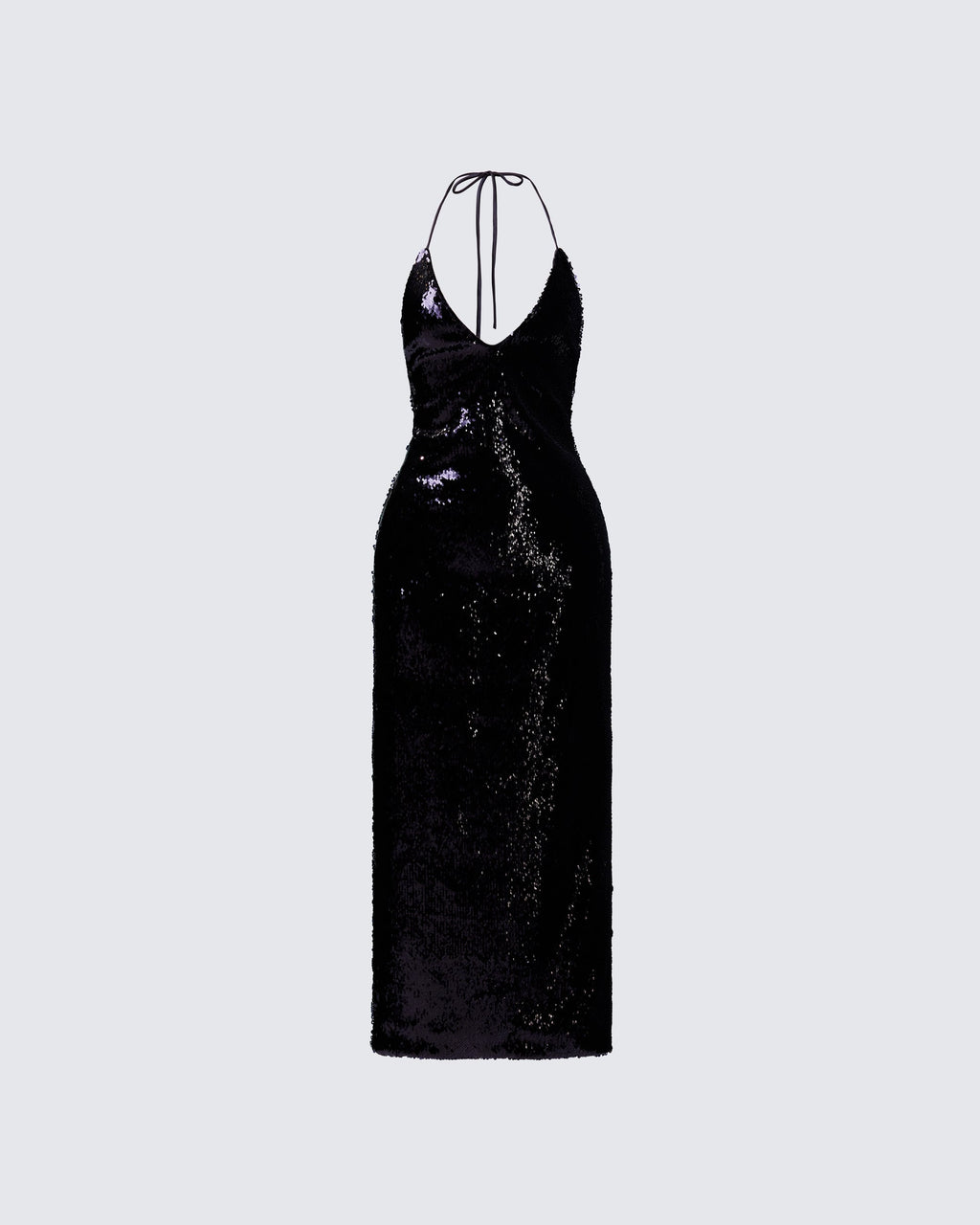 Finesse Khadija Black Sequin Pencil Midi Dress
