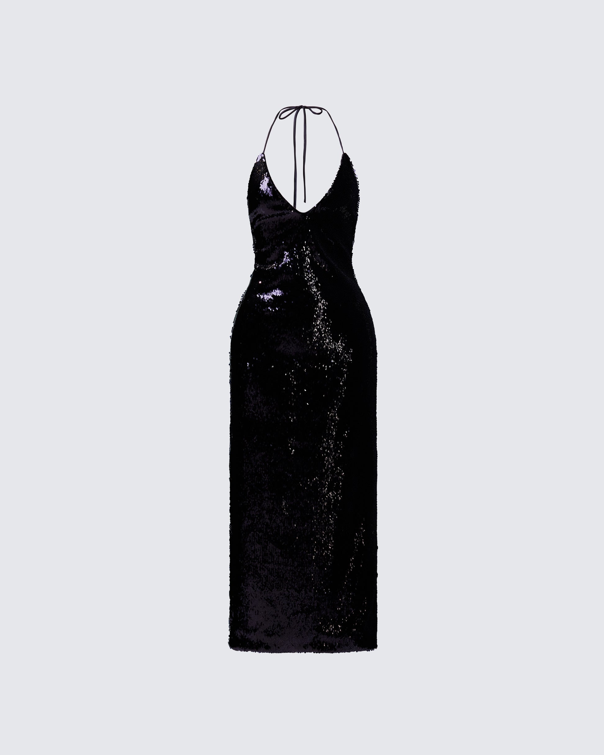 Finesse Khadija Black Sequin Pencil Midi Dress