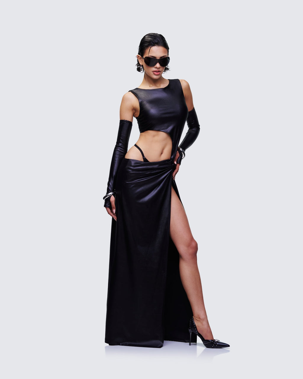 Finesse Aiala Black Knot Front Cutaway Dress