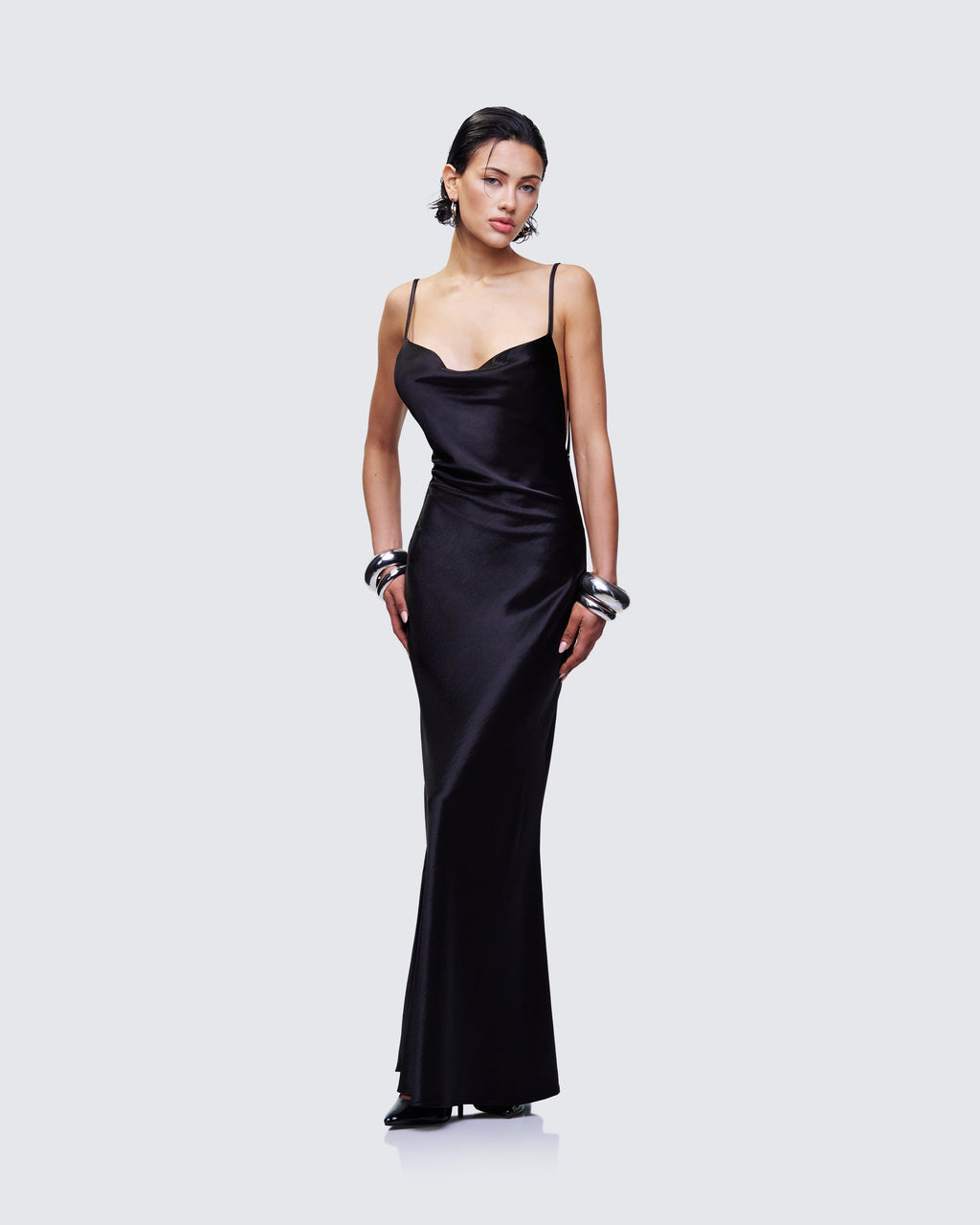 Finesse Elspeth Satin Bias Slip Maxi Dress 1