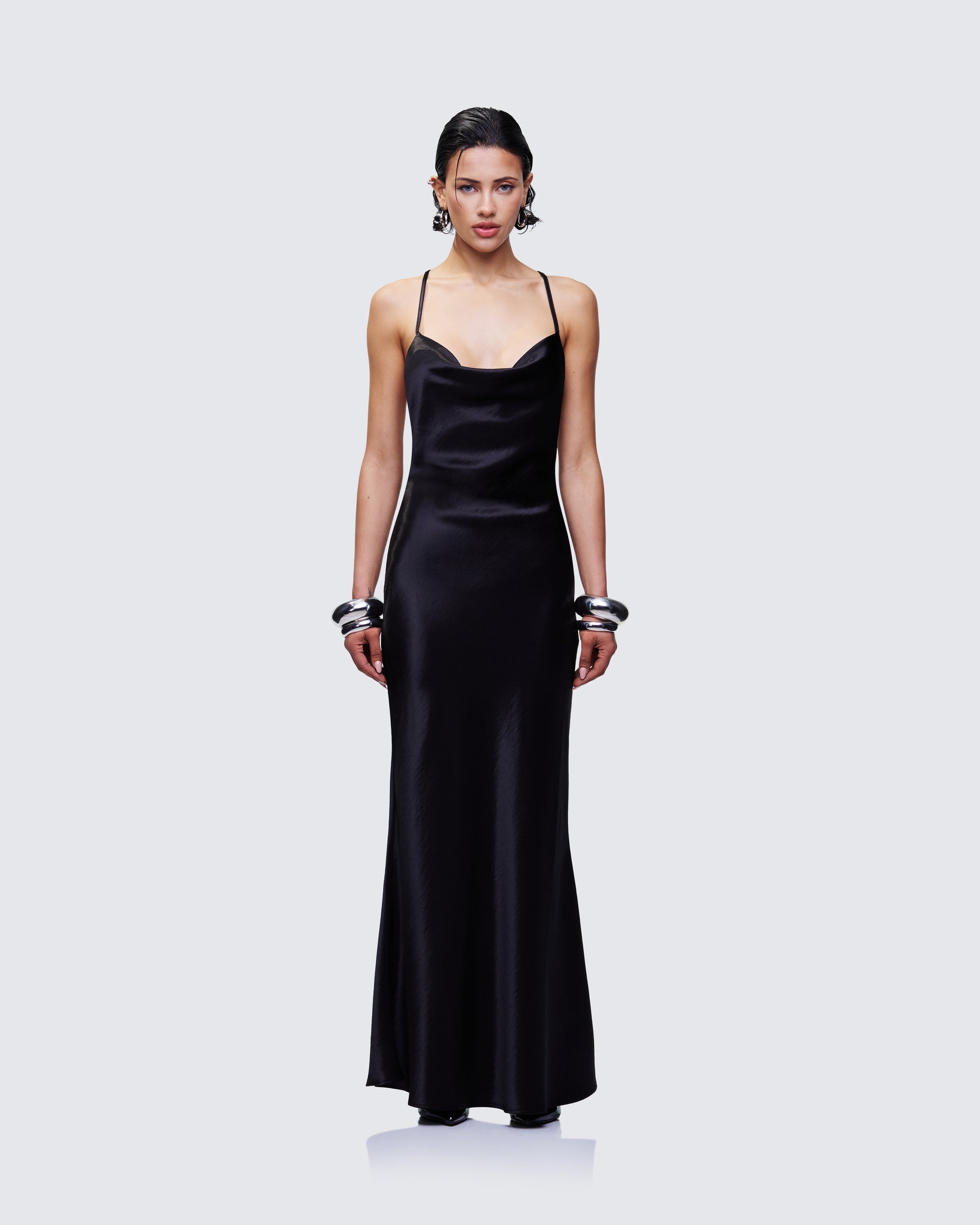 Finesse Elspeth Satin Bias Slip Maxi Dress 1