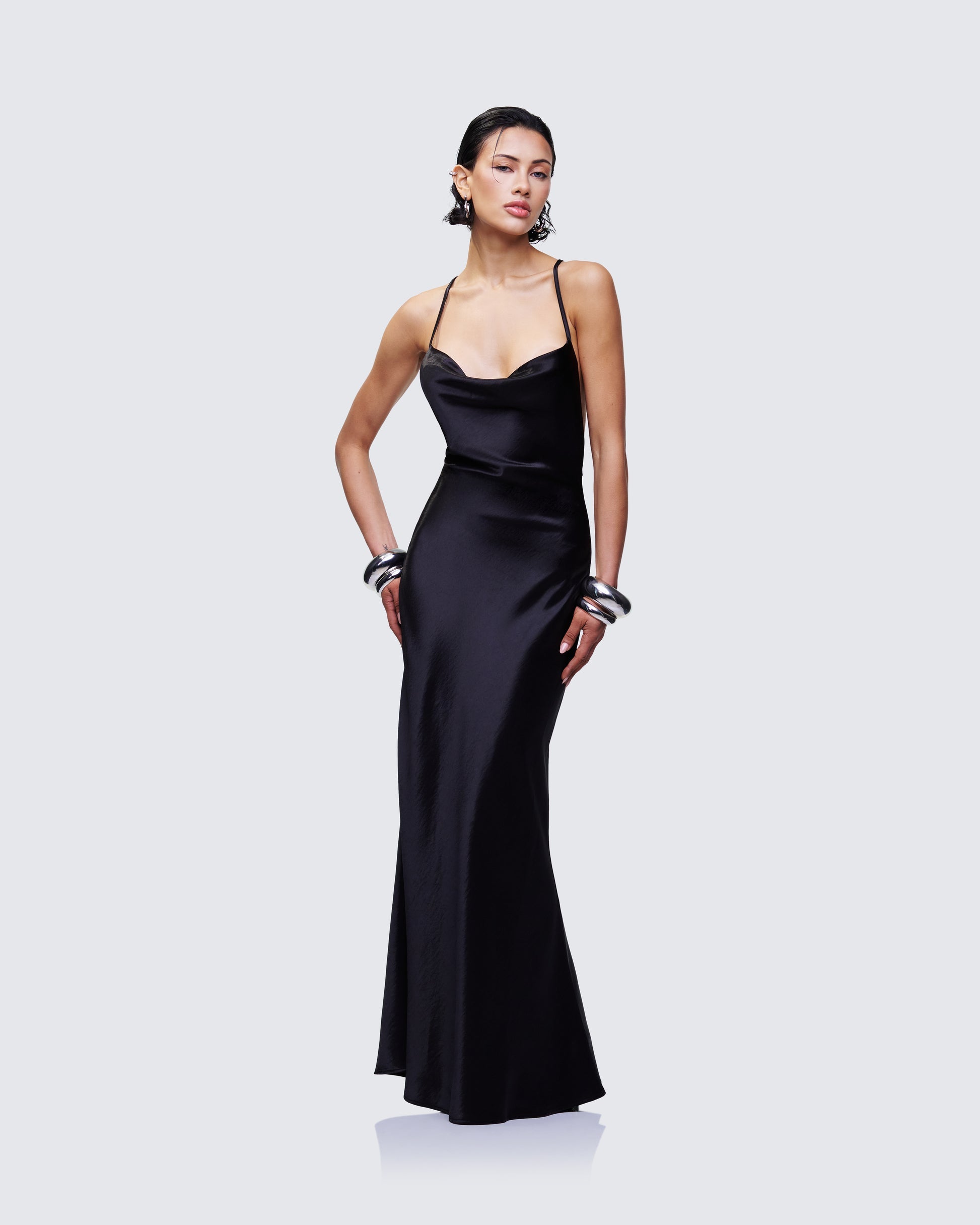 Finesse Elspeth Satin Bias Slip Maxi Dress 1