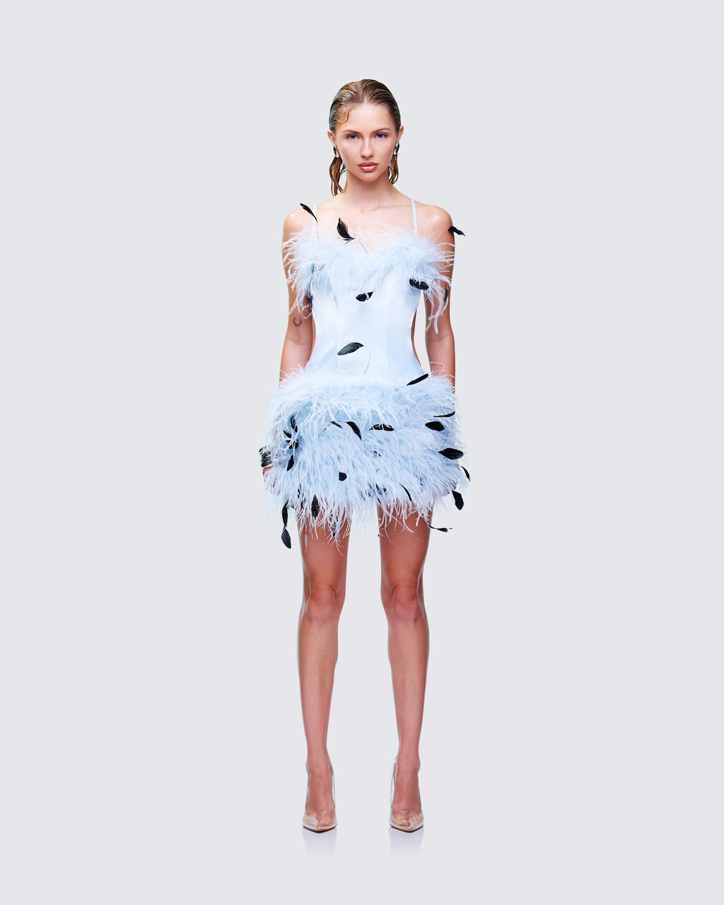 Meadow Feather Backless Mini Dress