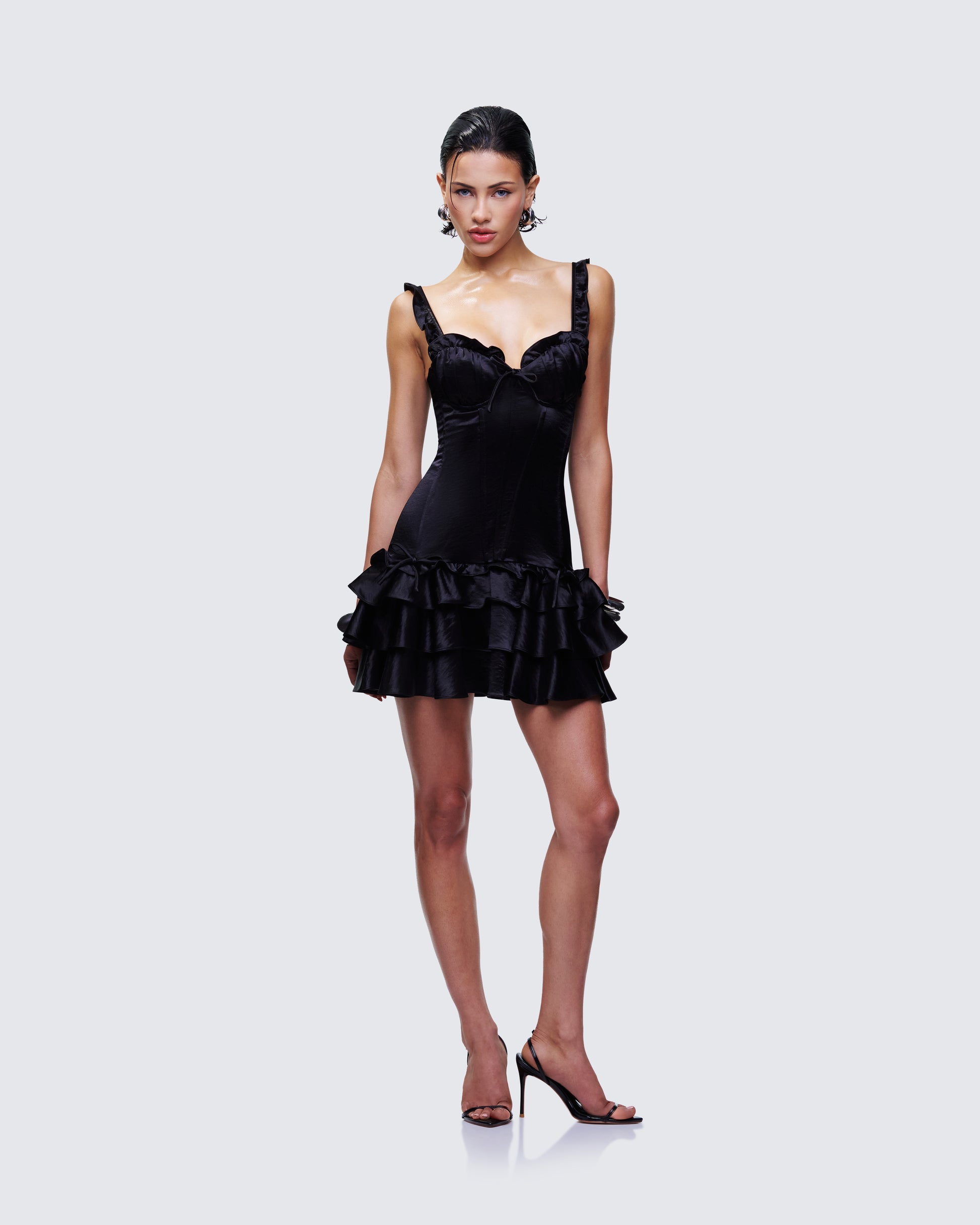 Odelle Satin Ruffle Dress