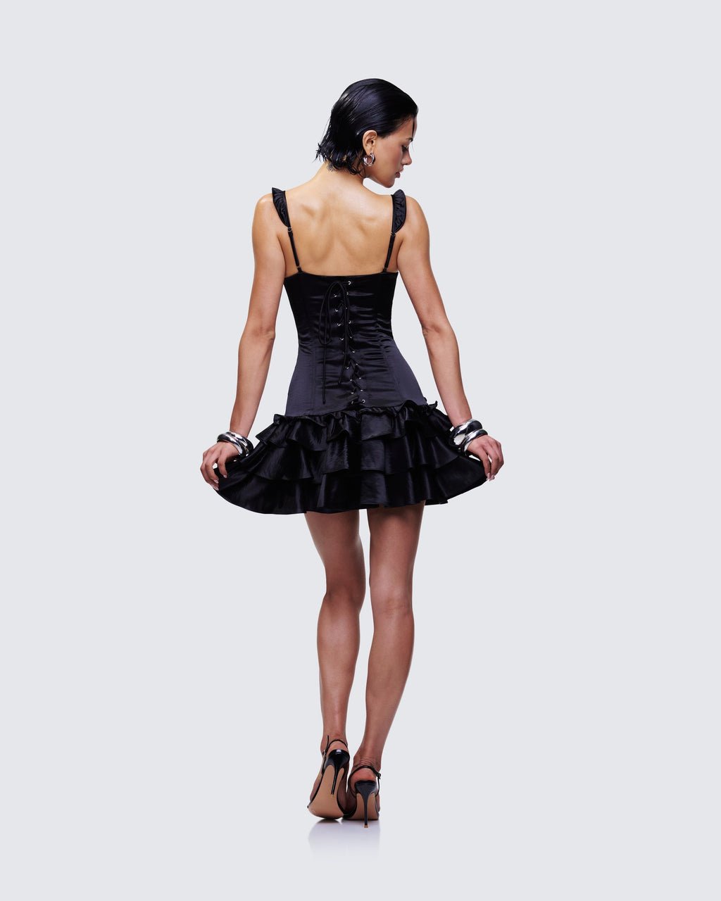 Finesse Odelle Satin Ruffle Dress
