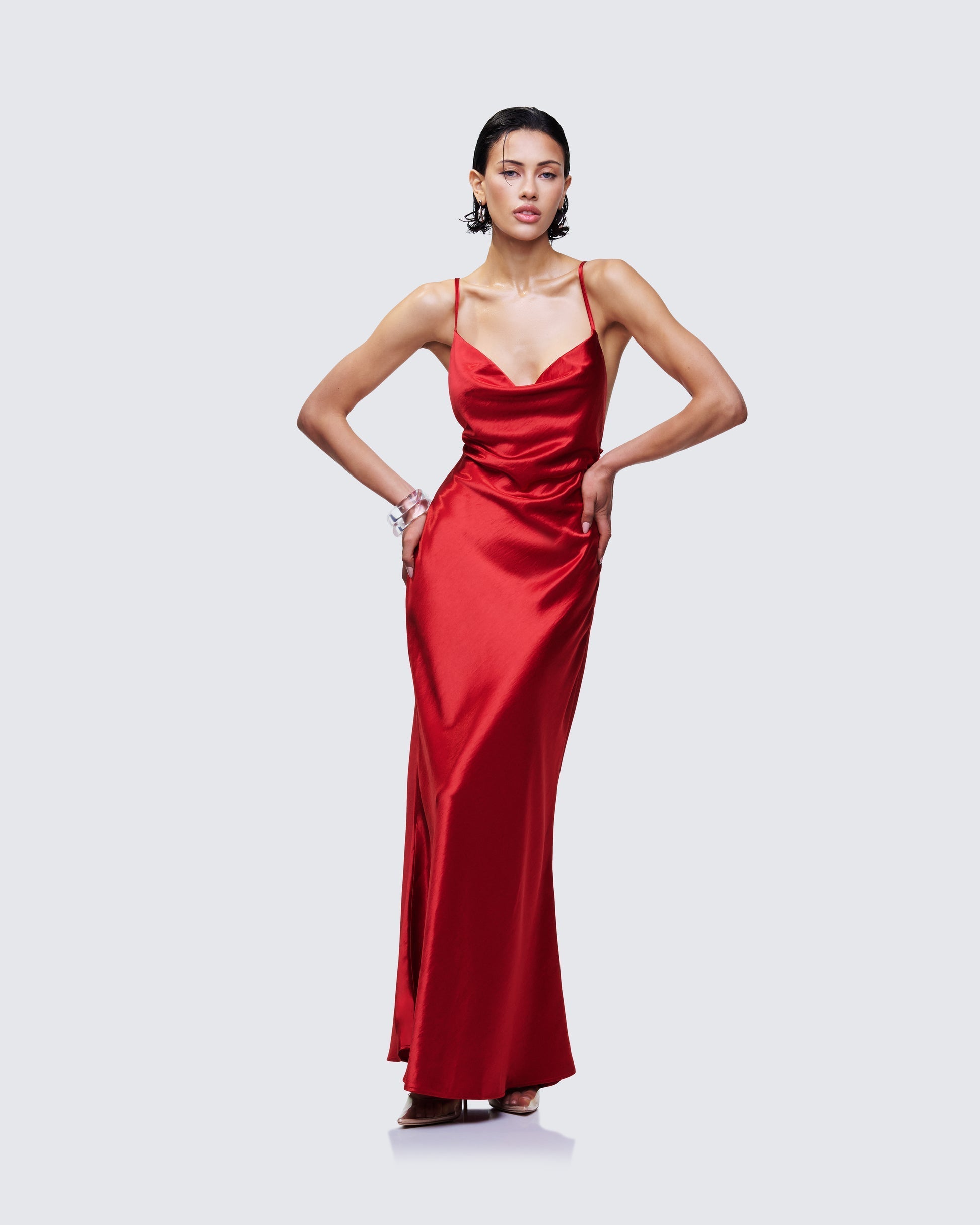 Finesse Elspeth Satin Bias Slip Maxi Dress 2