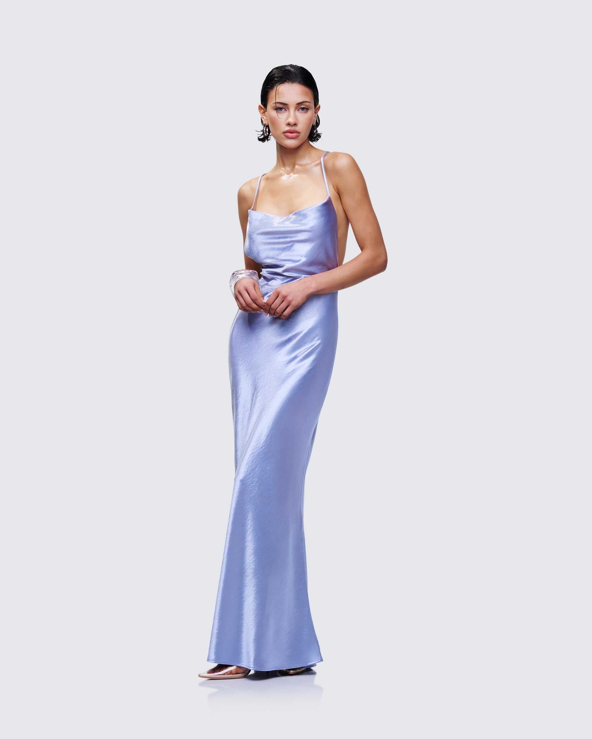 Finesse Elspeth Satin Bias Slip Maxi Dress 1
