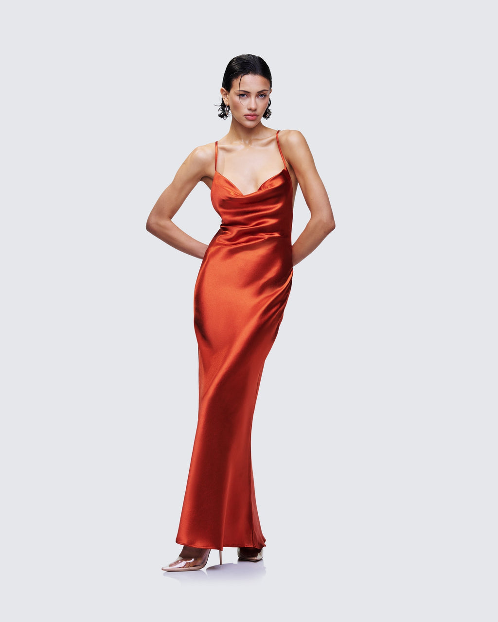 Finesse Elspeth Satin Bias Slip Maxi Dress 1