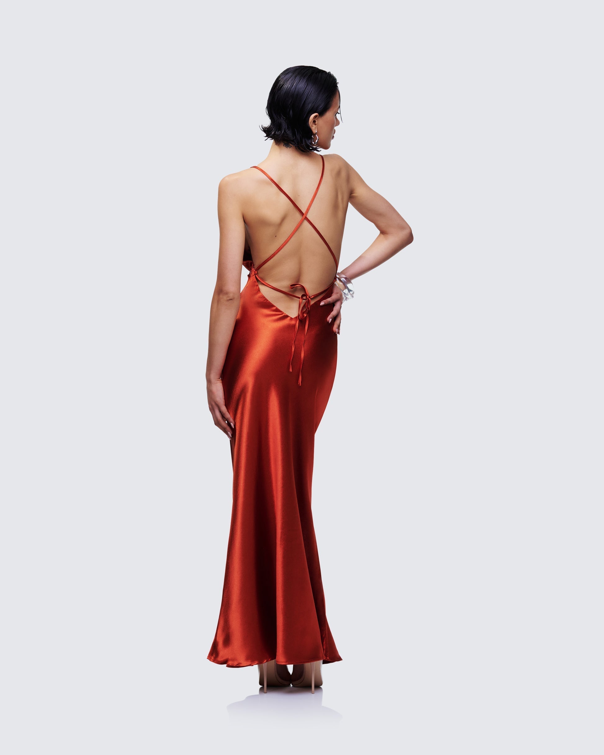 Finesse Elspeth Satin Bias Slip Maxi Dress 1
