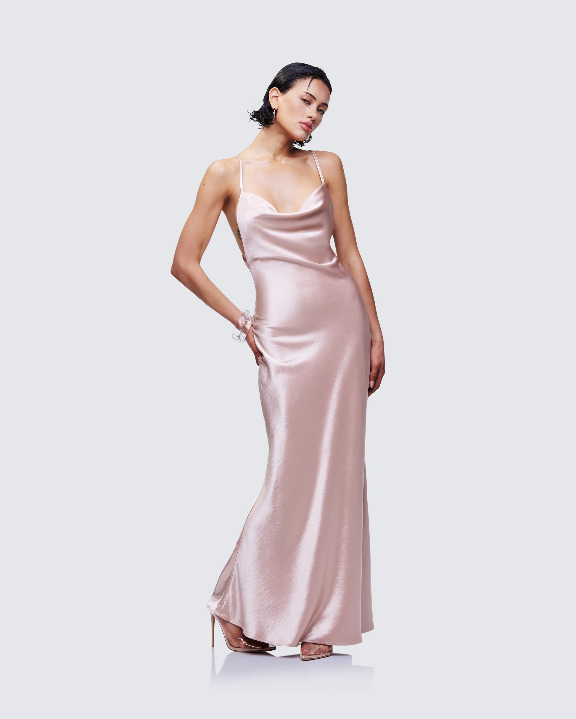 Elspeth Satin Bias Slip Maxi Dress 1