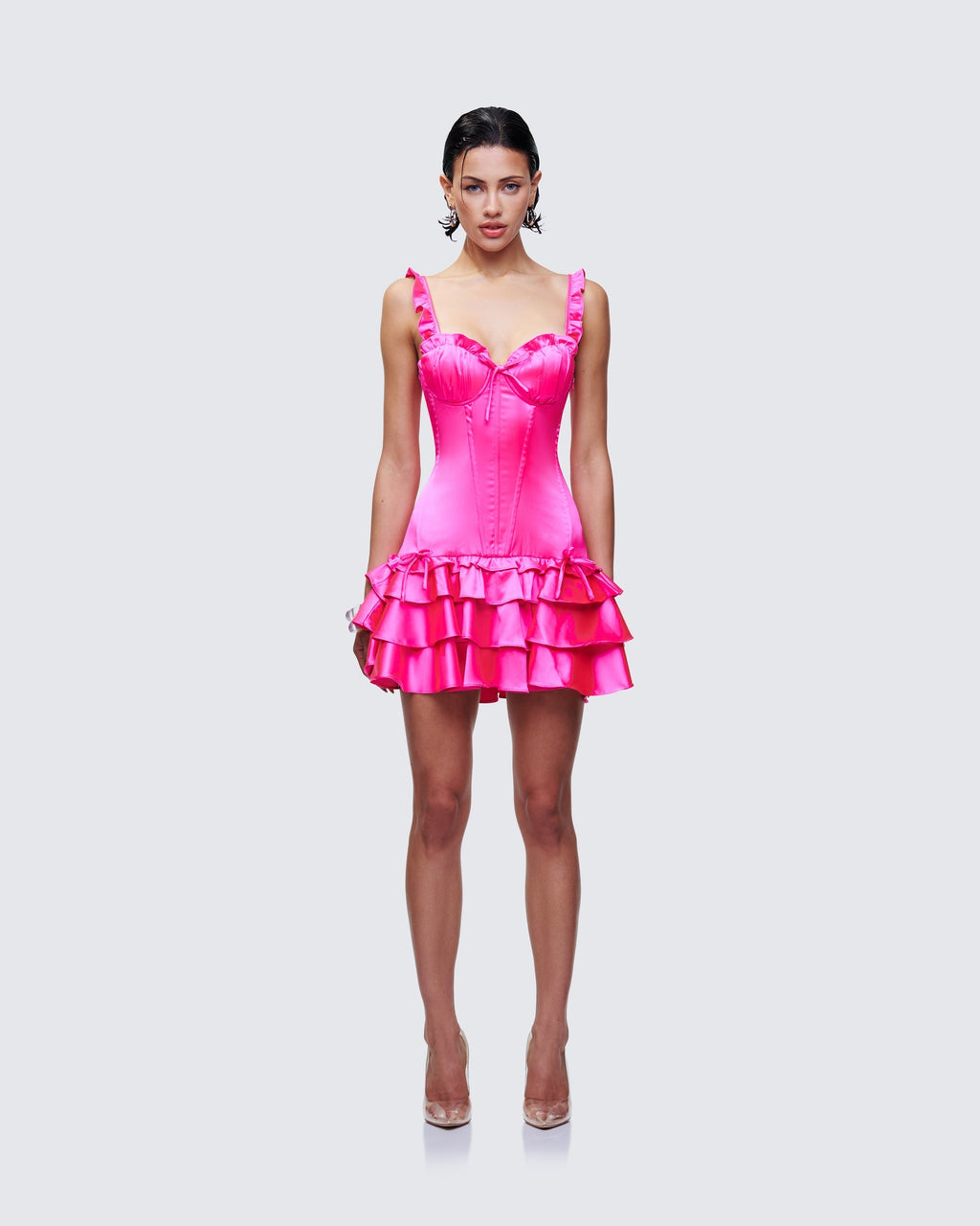 Finesse Odelle Satin Ruffle Dress