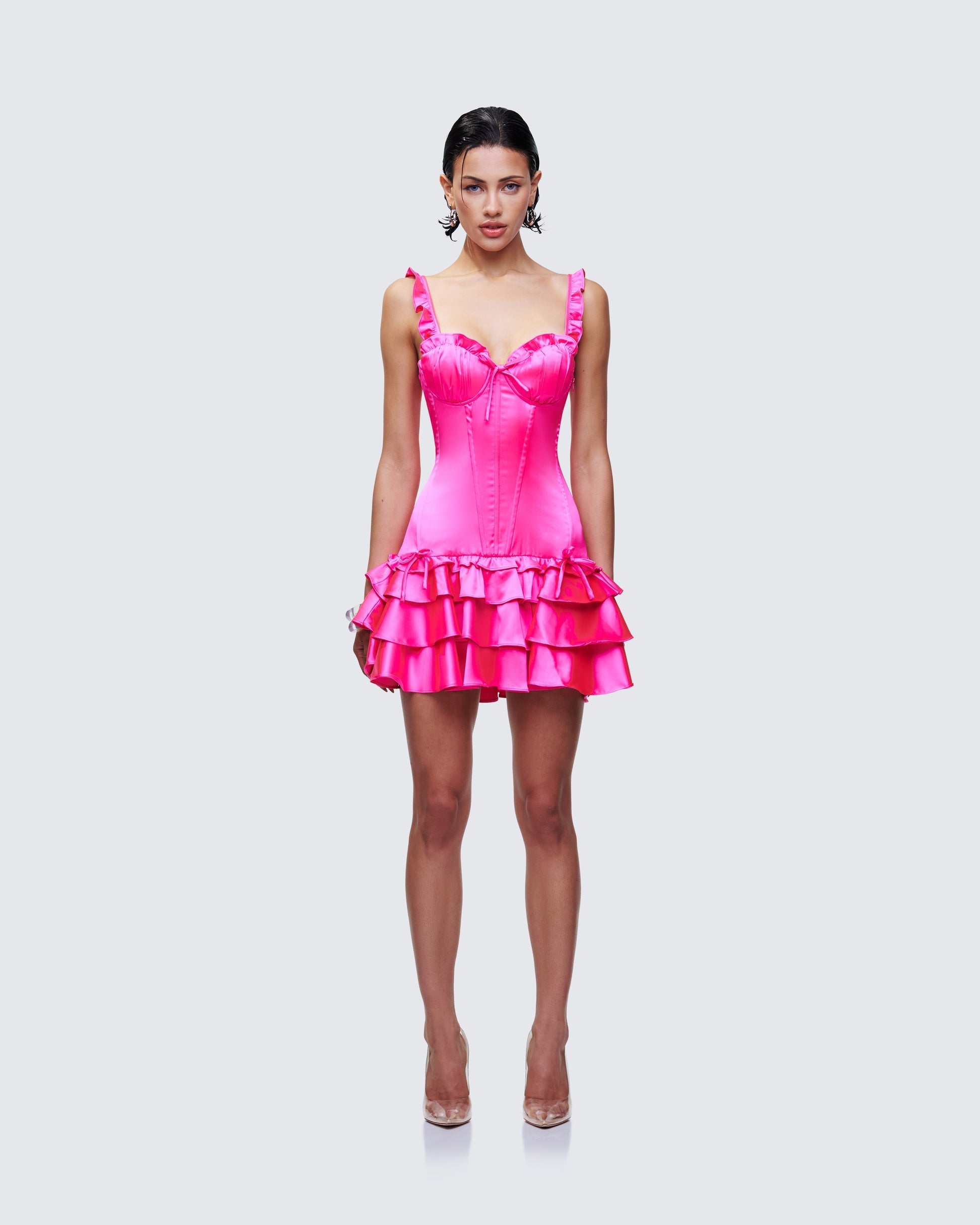 Finesse Odelle Satin Ruffle Dress