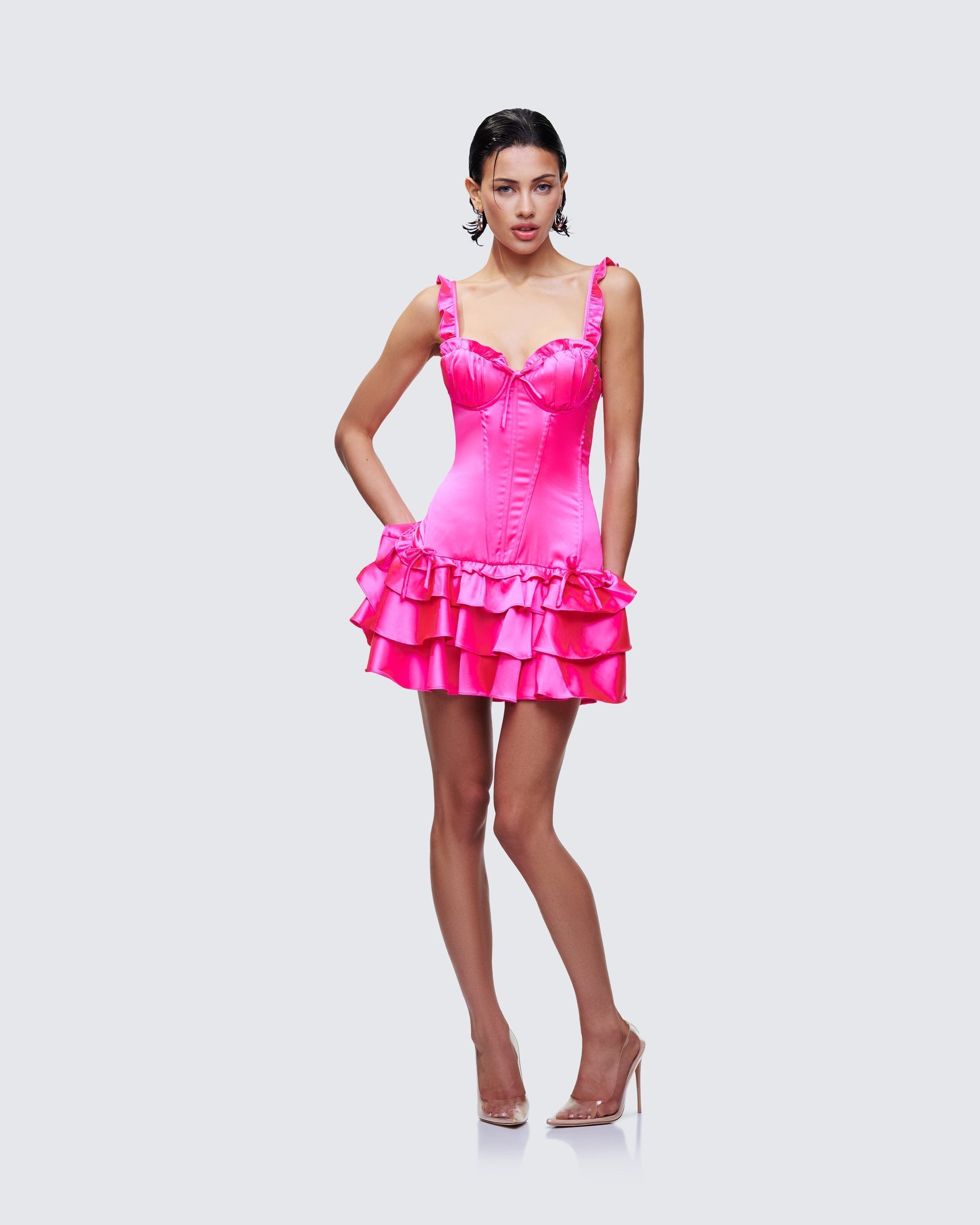 Odelle Satin Ruffle Dress