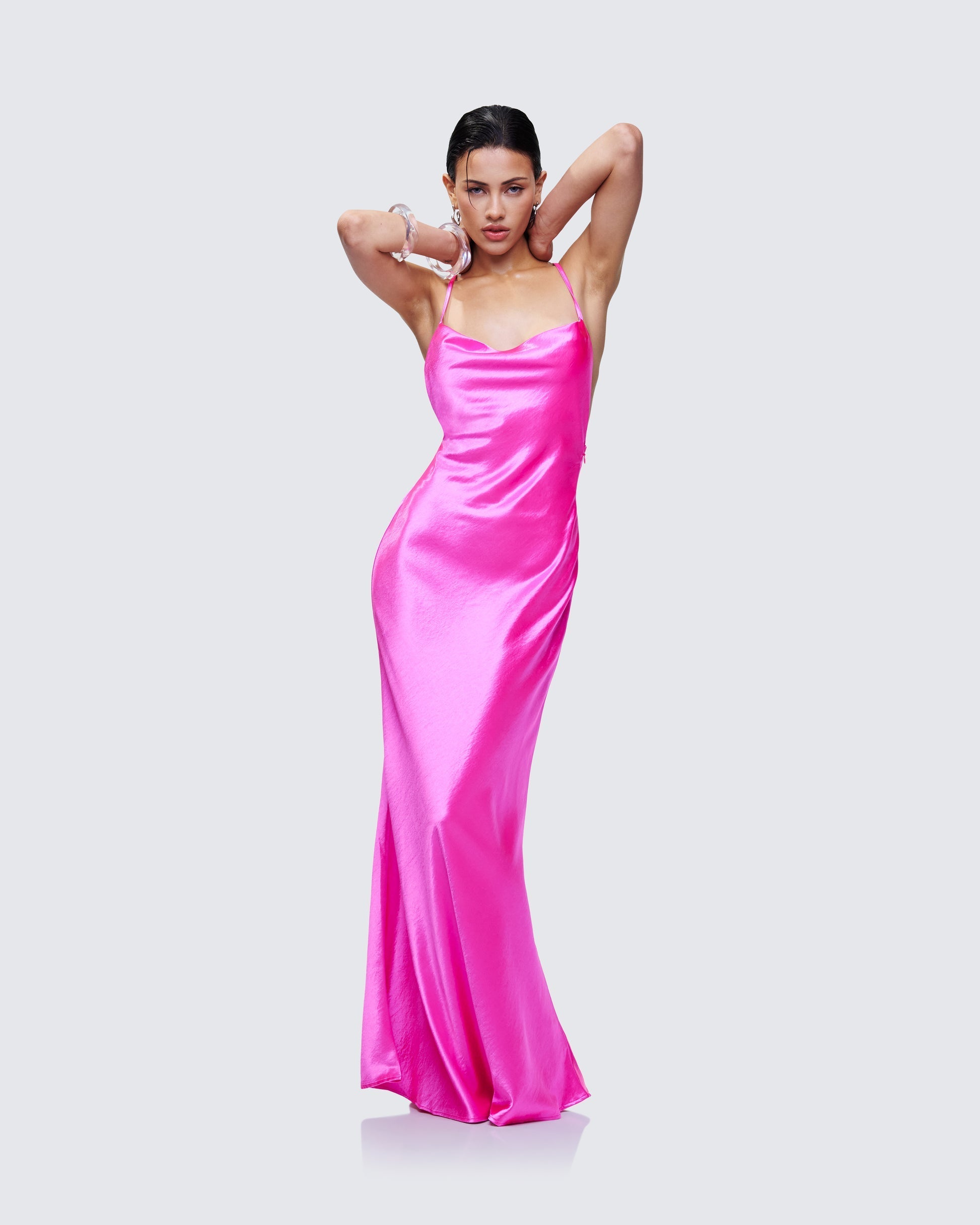 Finesse Elspeth Satin Bias Slip Maxi Dress 2