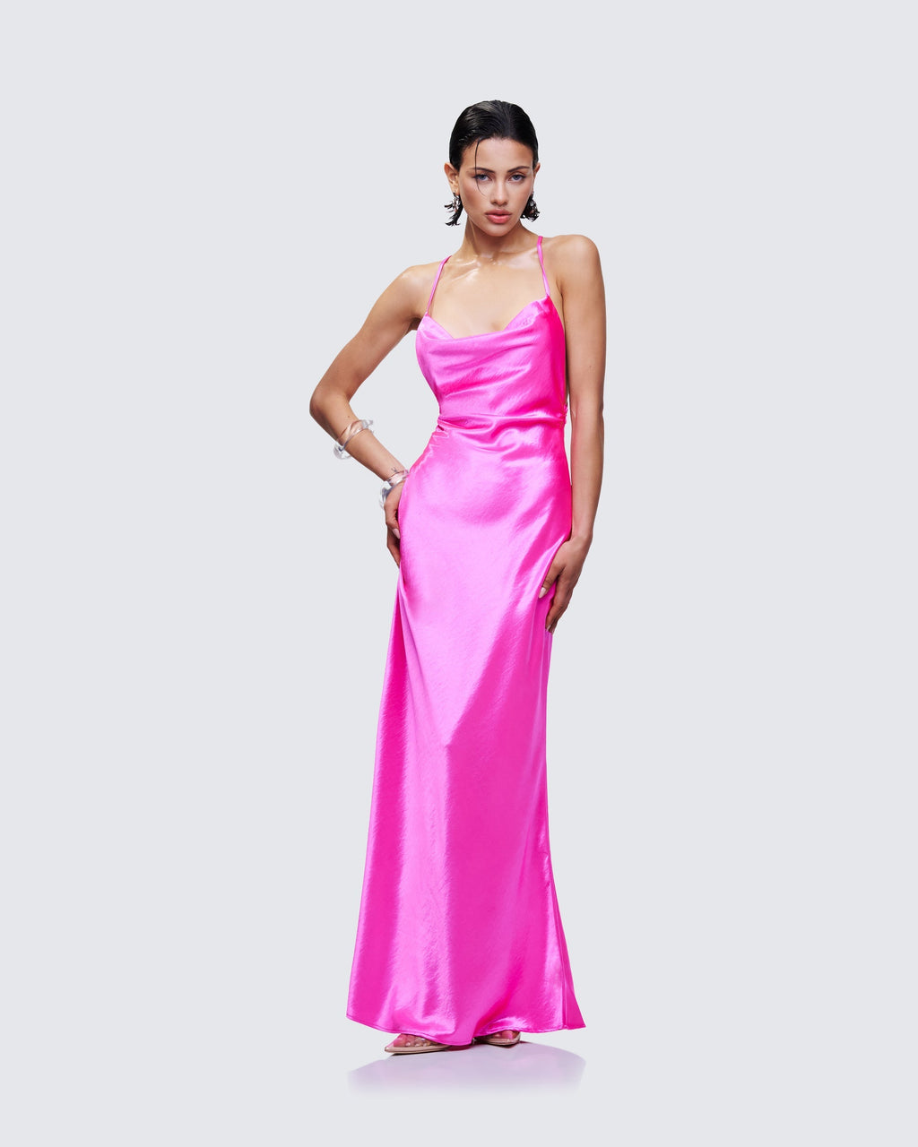 Finesse Elspeth Satin Bias Slip Maxi Dress 2