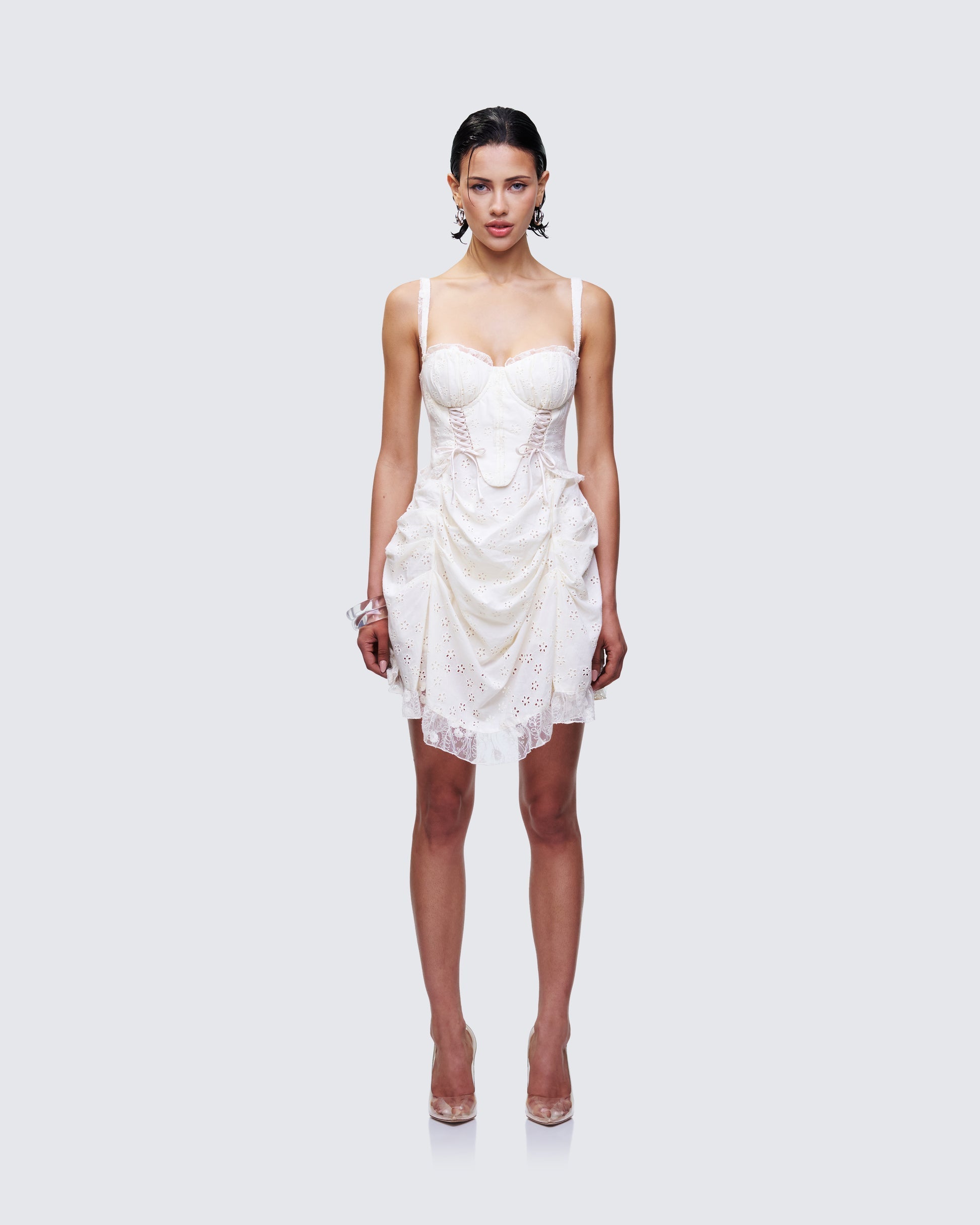 Finesse Sallie Ivory Eyelet Corset Mini Dress