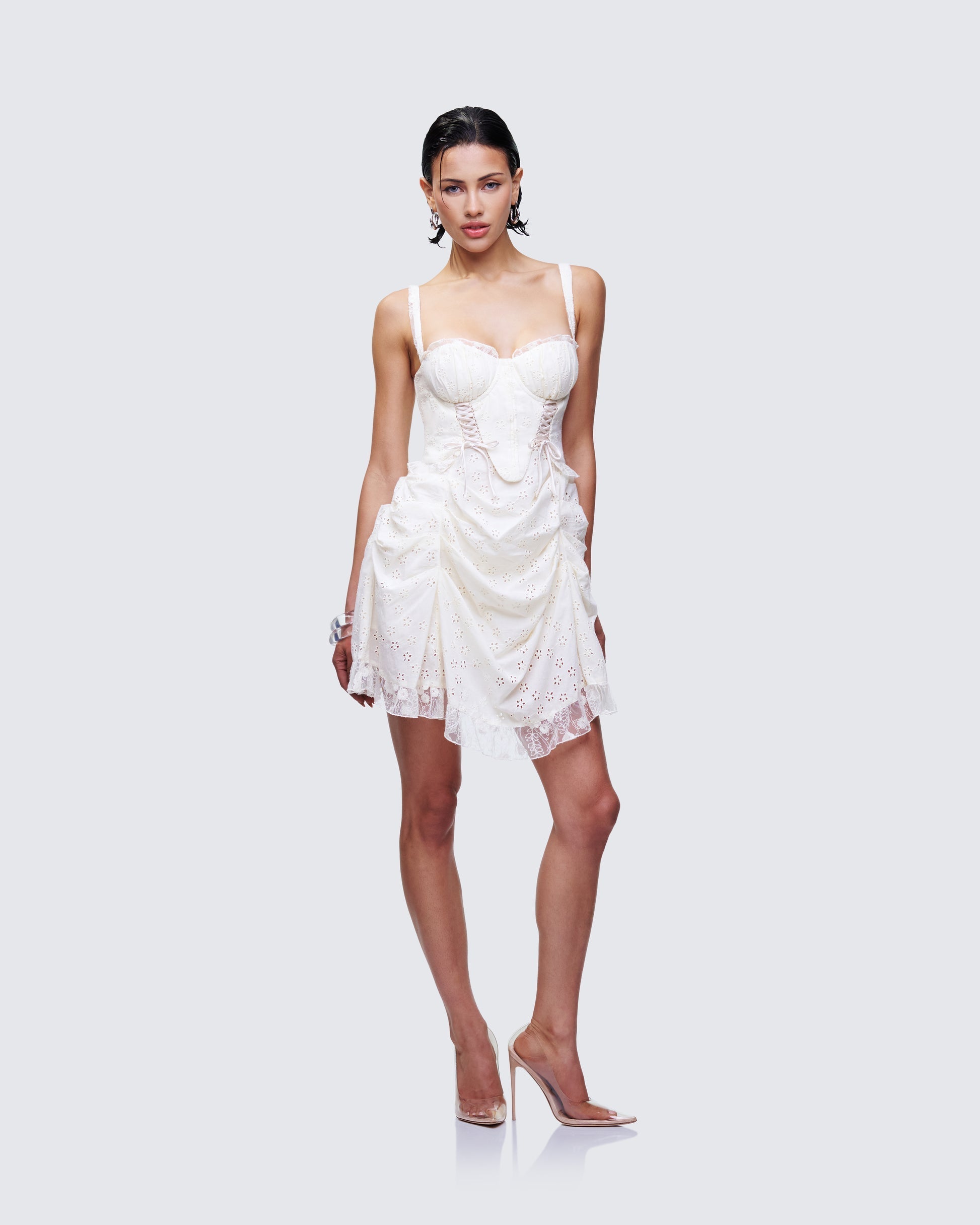 Finesse Sallie Ivory Eyelet Corset Mini Dress