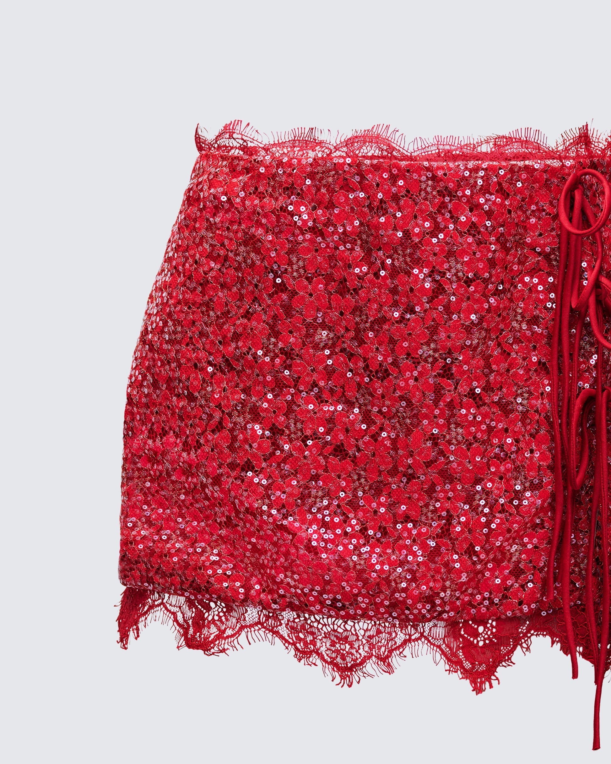 Finesse Lucille Sequin Tie Mini Skirt