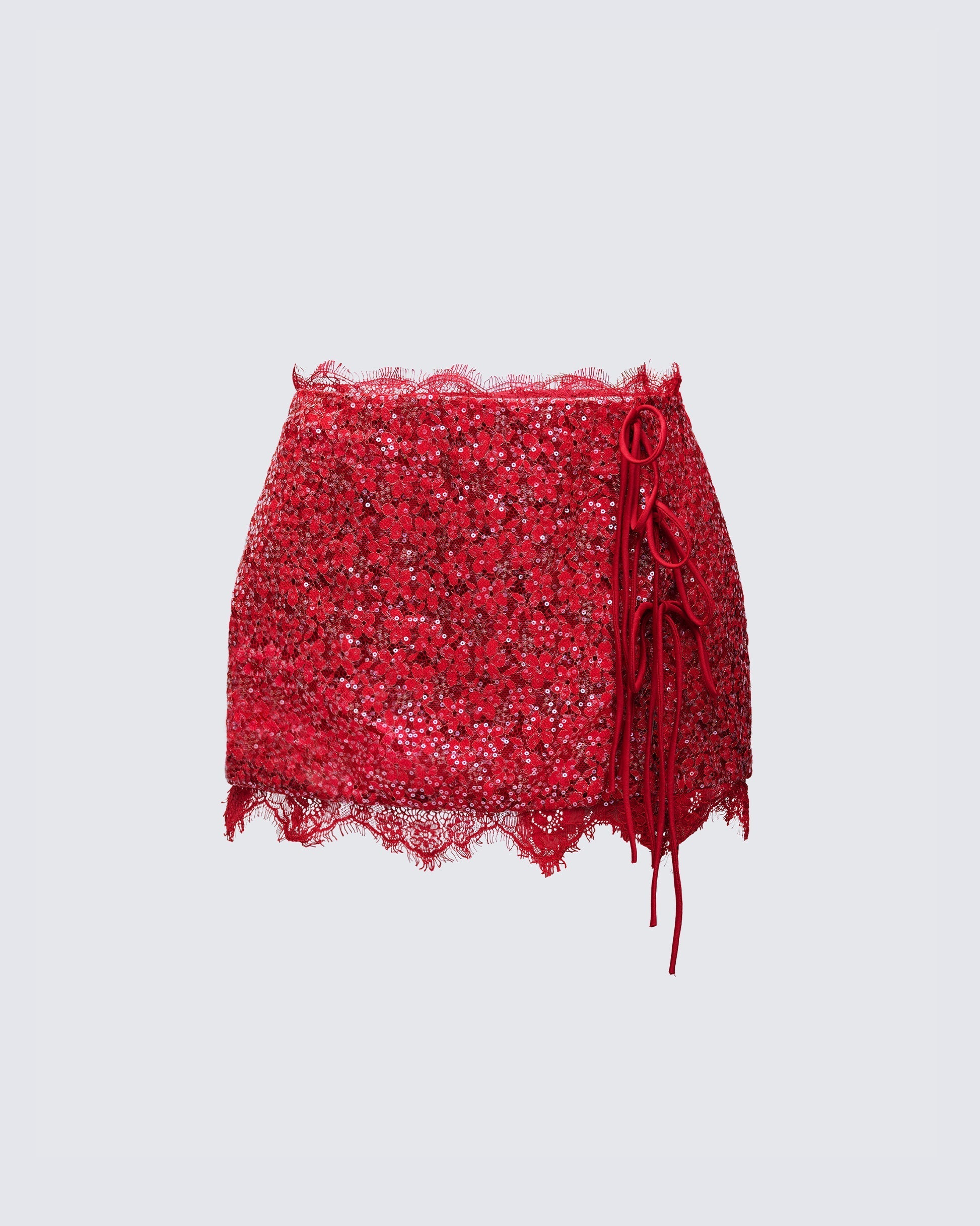 Finesse Lucille Sequin Tie Mini Skirt