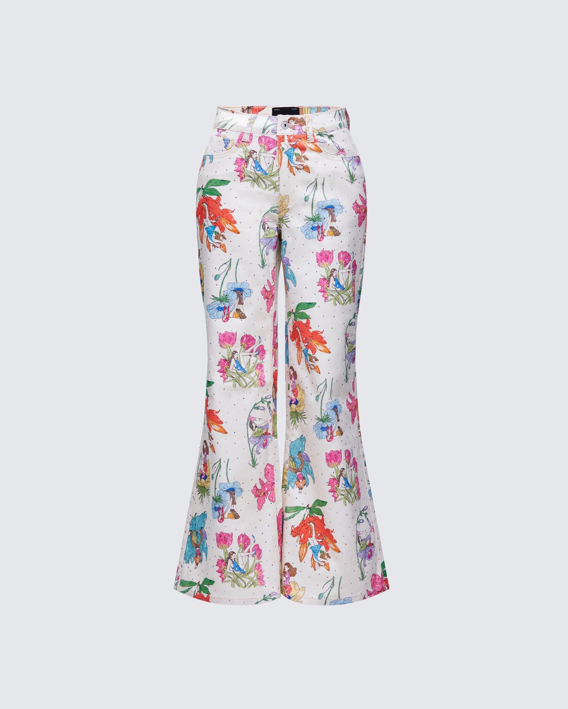 Finesse Lunara Ivory Embellished Twill Pant