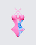 Finesse Murina Pink Flower Cutout Swimsuit