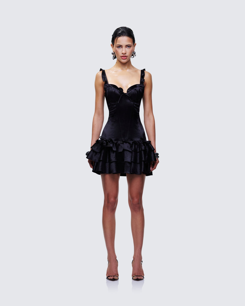 Finesse Odelle Satin Ruffle Dress