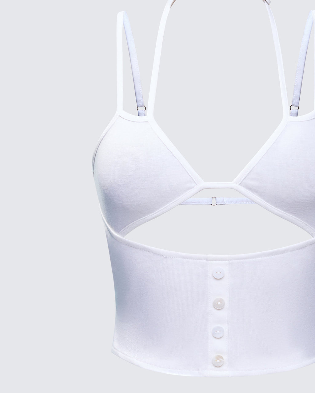 Finesse Romina White Button Though Cami Top
