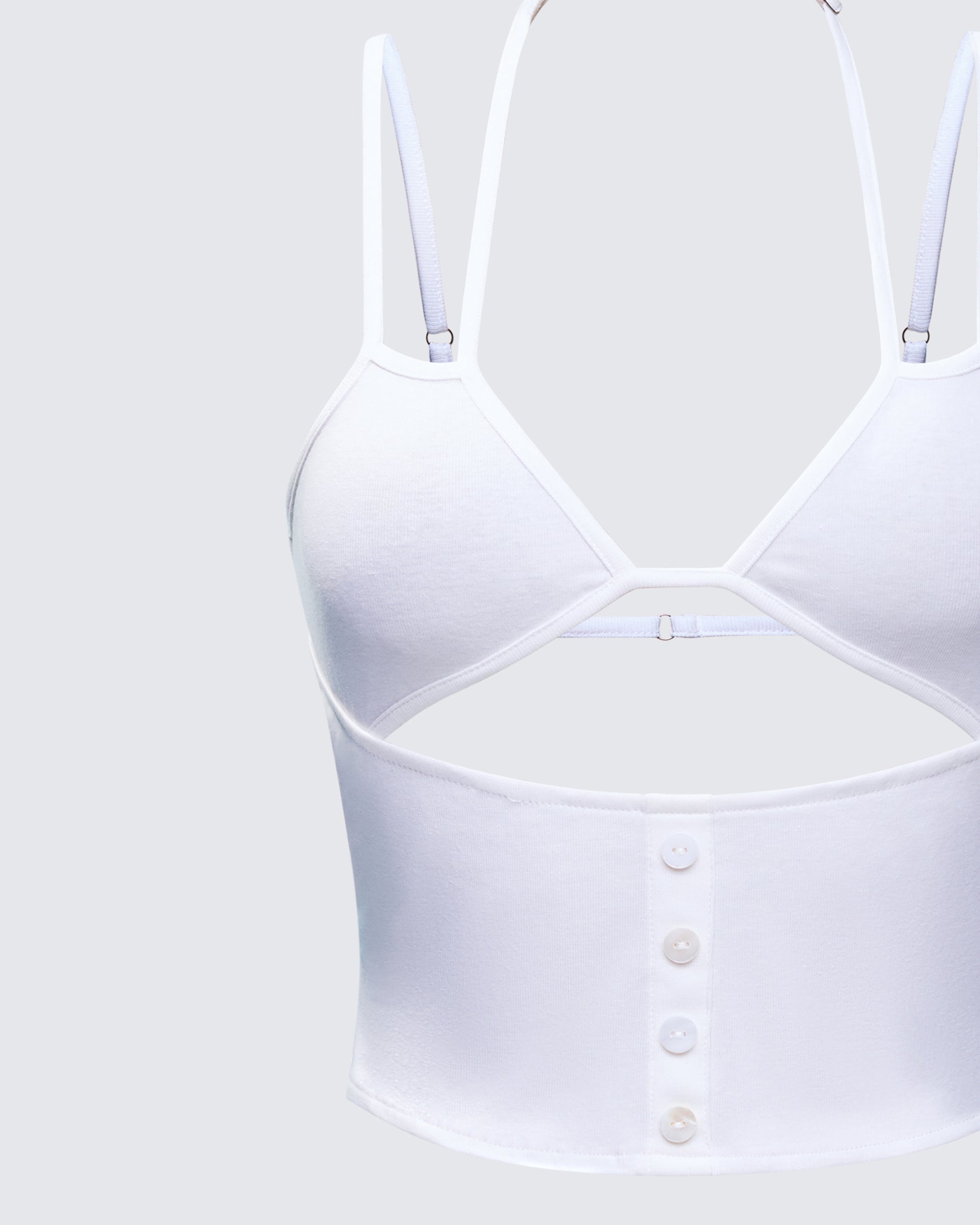 Finesse Romina White Button Though Cami Top